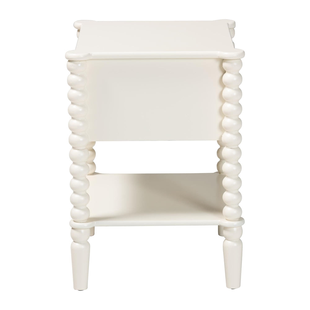 Rimona End Table with Bobbin Legs - 1-Drawer Accent Table with Spindle Turned Legs and Open Shelf, Cottage Farmhouse Style Side Table for Living Room