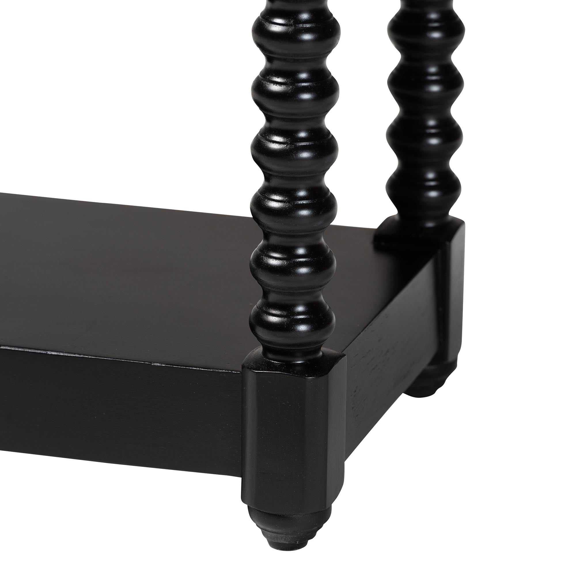 Terentia Nightstand with Bobbin Legs - 1-Drawer Bedroom Side Table with Storage Shelf, Black