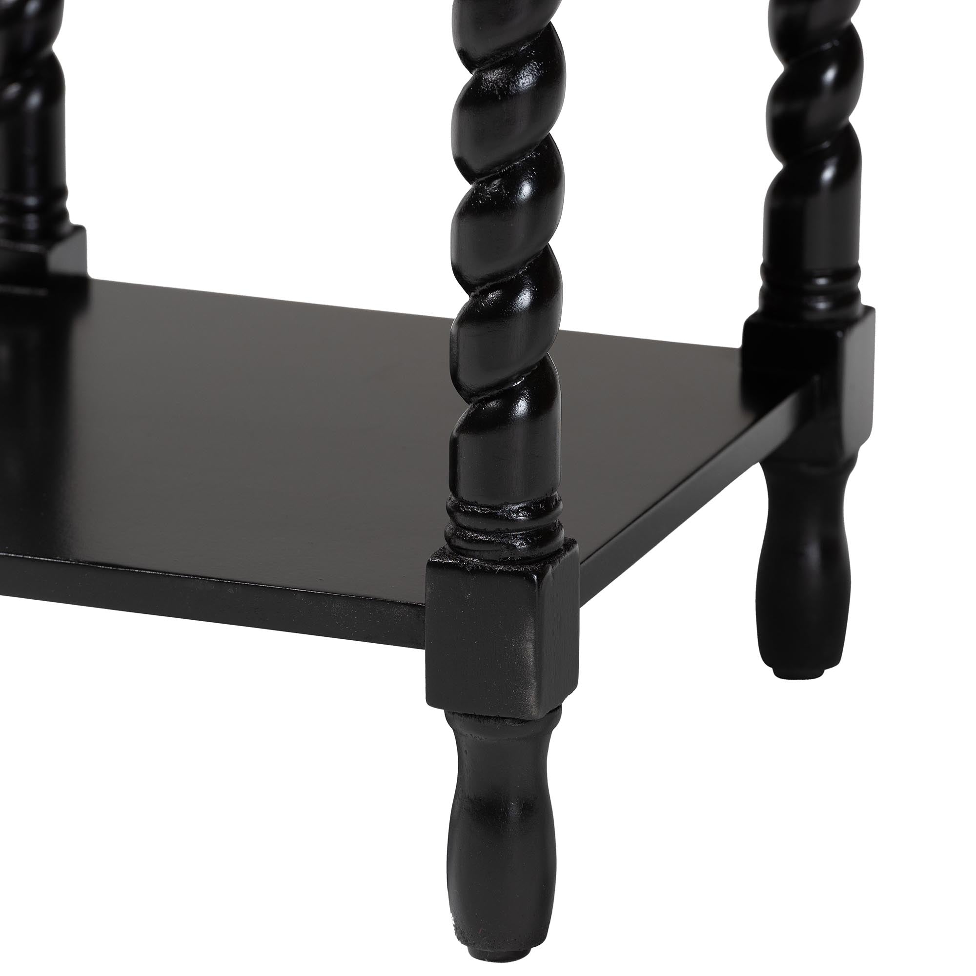 Niklas Nightstand with Twisted Legs - 1-Drawer Bedroom Side Table with Storage Shelf, Black