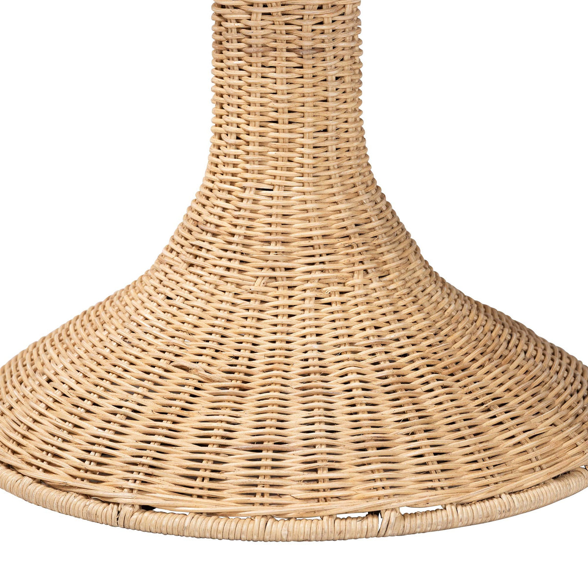 Natala Rattan End Table - Handwoven Wicker Tulip Accent Table, Scalloped Edge Side Table for Living Room