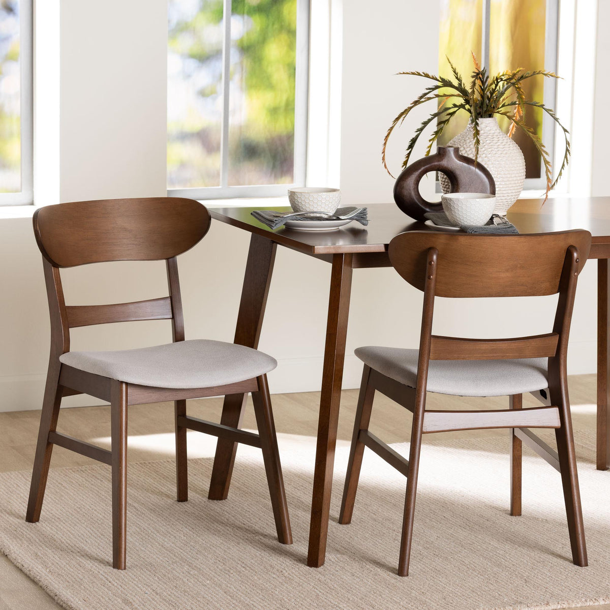 Everwood 2-Piece Dining Chair Set - Bentwood Frame Seating with Contoured Back and Padded Seat, Mid-Century Style Side Chair for Dining Room or Kitchen