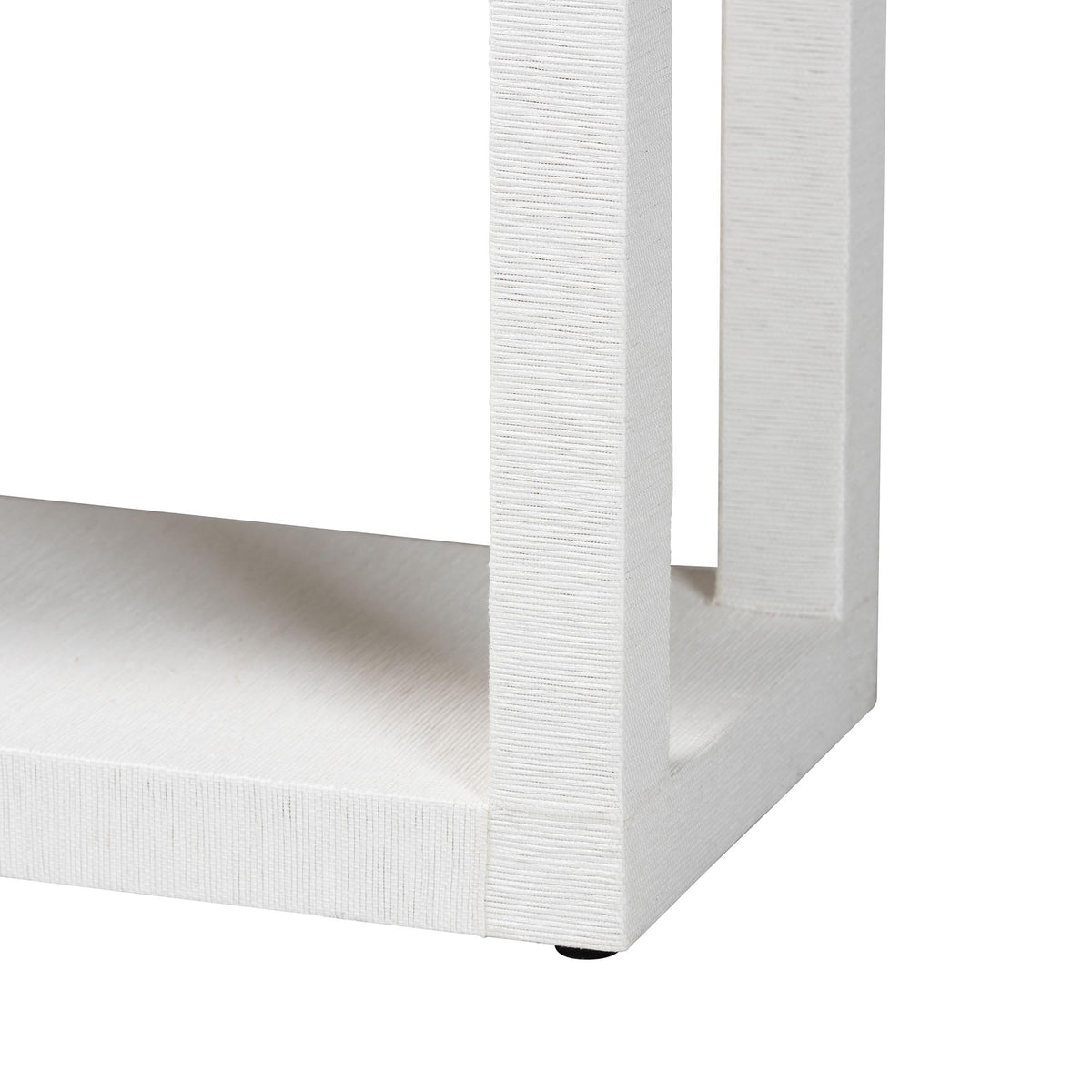 Oaklynn Natural Grasscloth Bookshelf - Two-Tier Display Piece with Open Frame, Modern Coastal Accent Shelving for Living Room, White