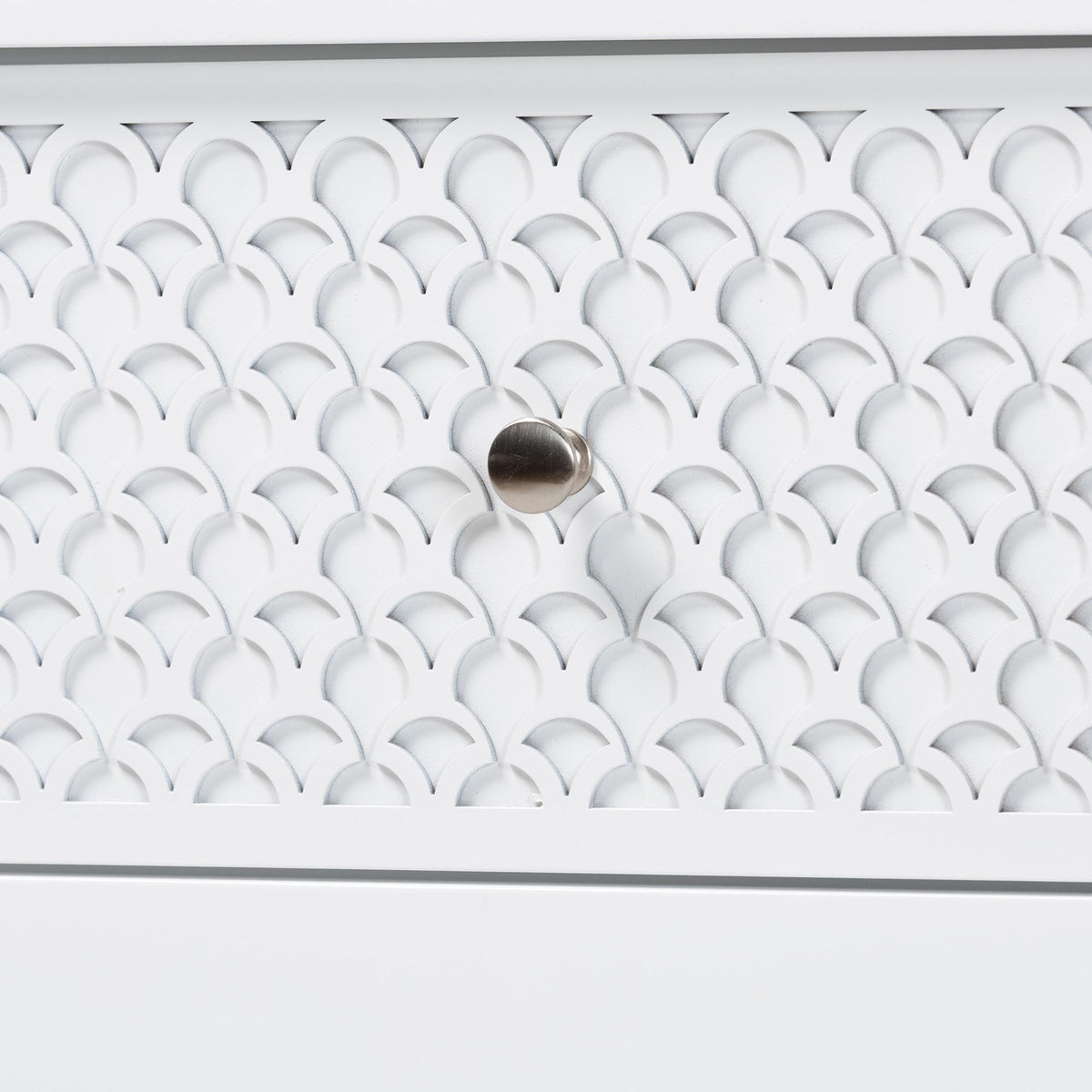 Lara Dresser - 6-Drawer Bedroom Storage Chest with Laser-Cut Geometric Overlay for Clothing and Organization, White