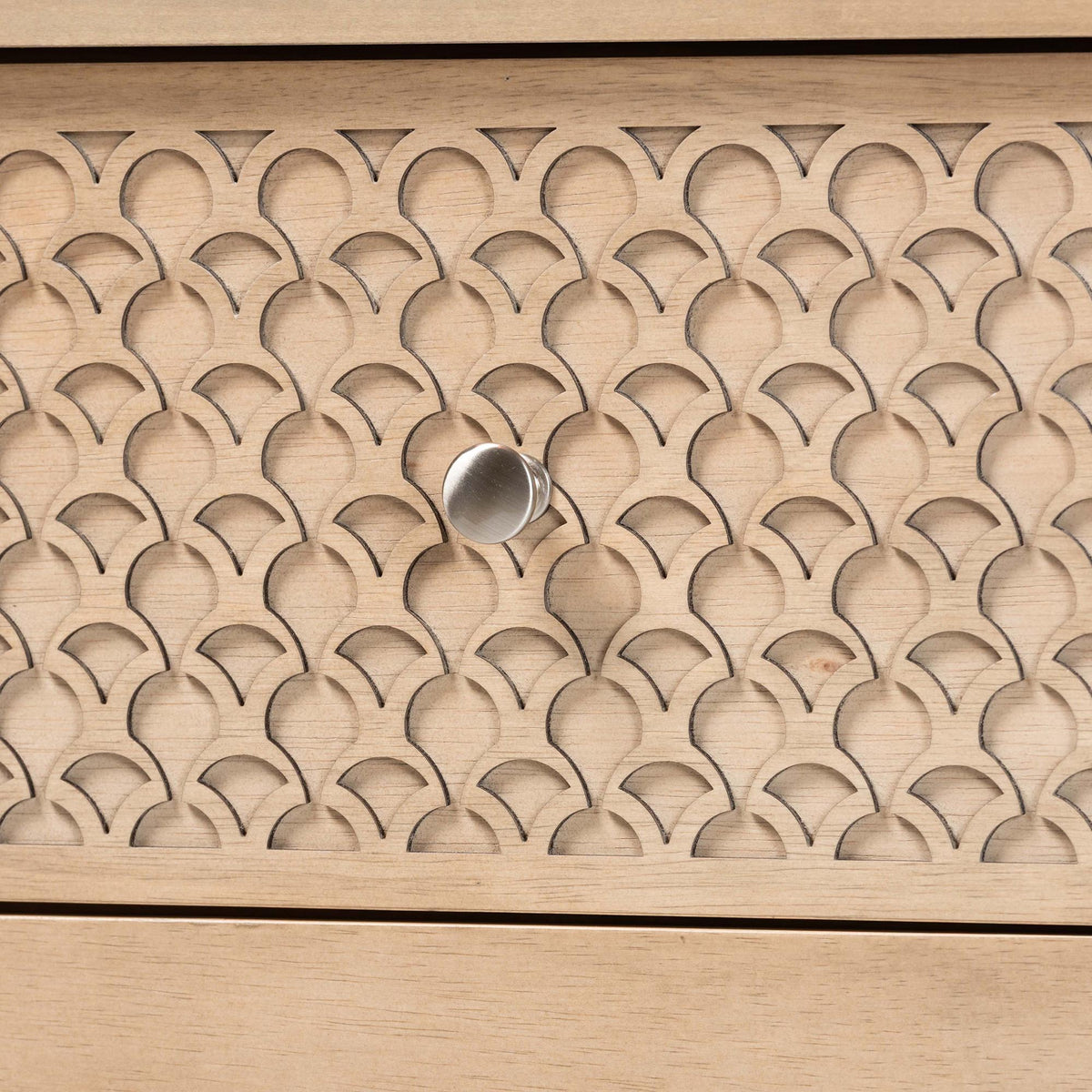Lara Dresser - 6-Drawer Bedroom Storage Chest with Laser-Cut Geometric Overlay for Clothing and Organization, Oak Brown