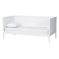 Lara Twin Daybed - Modern Wood Bed Frame with Wraparound Laser-Cut Decorative Headboard Overlay, White