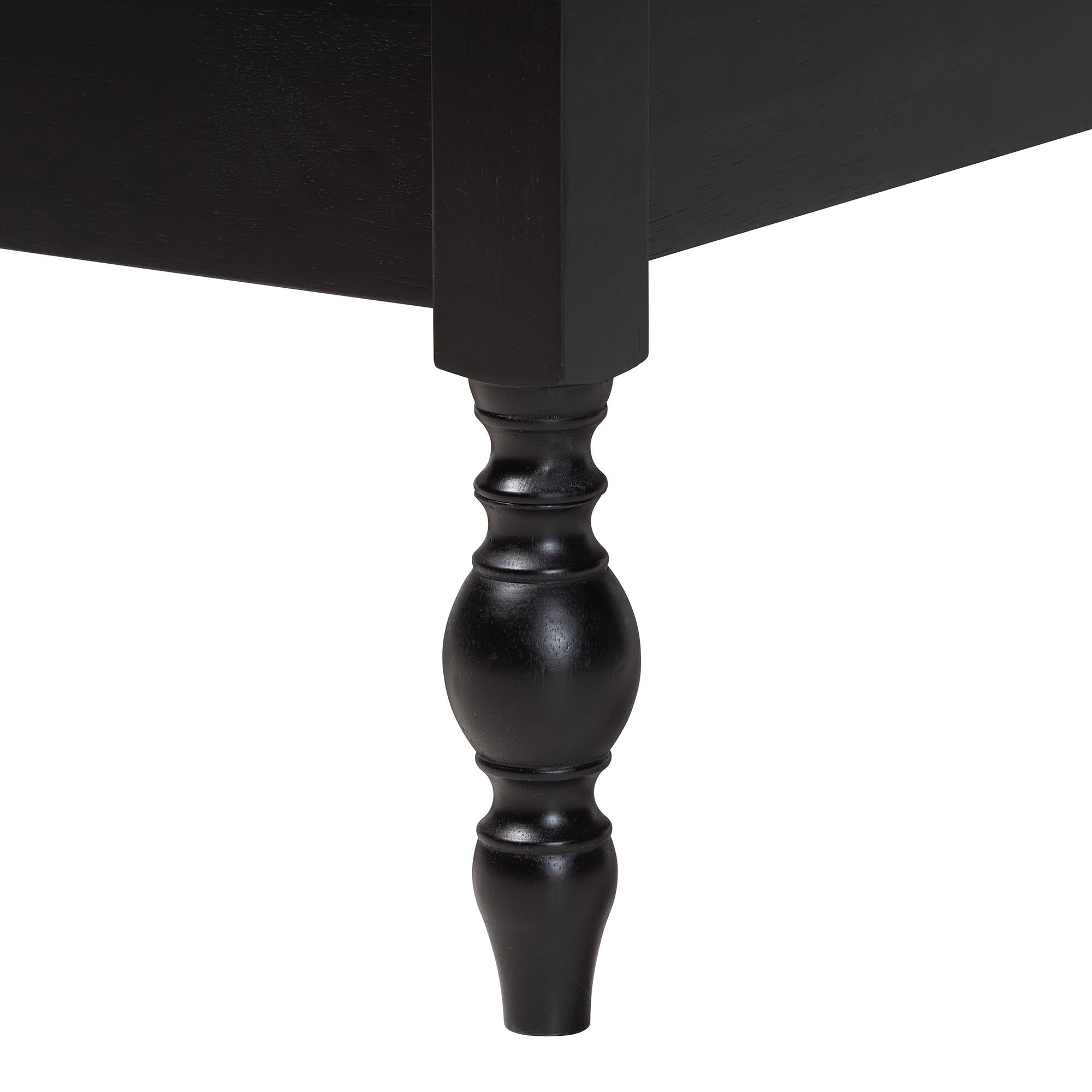 Callison Spindle Platform Bed - Turned Farmhouse Bed Frame with Spoked Headboard and Sculpted Legs, Black, Twin