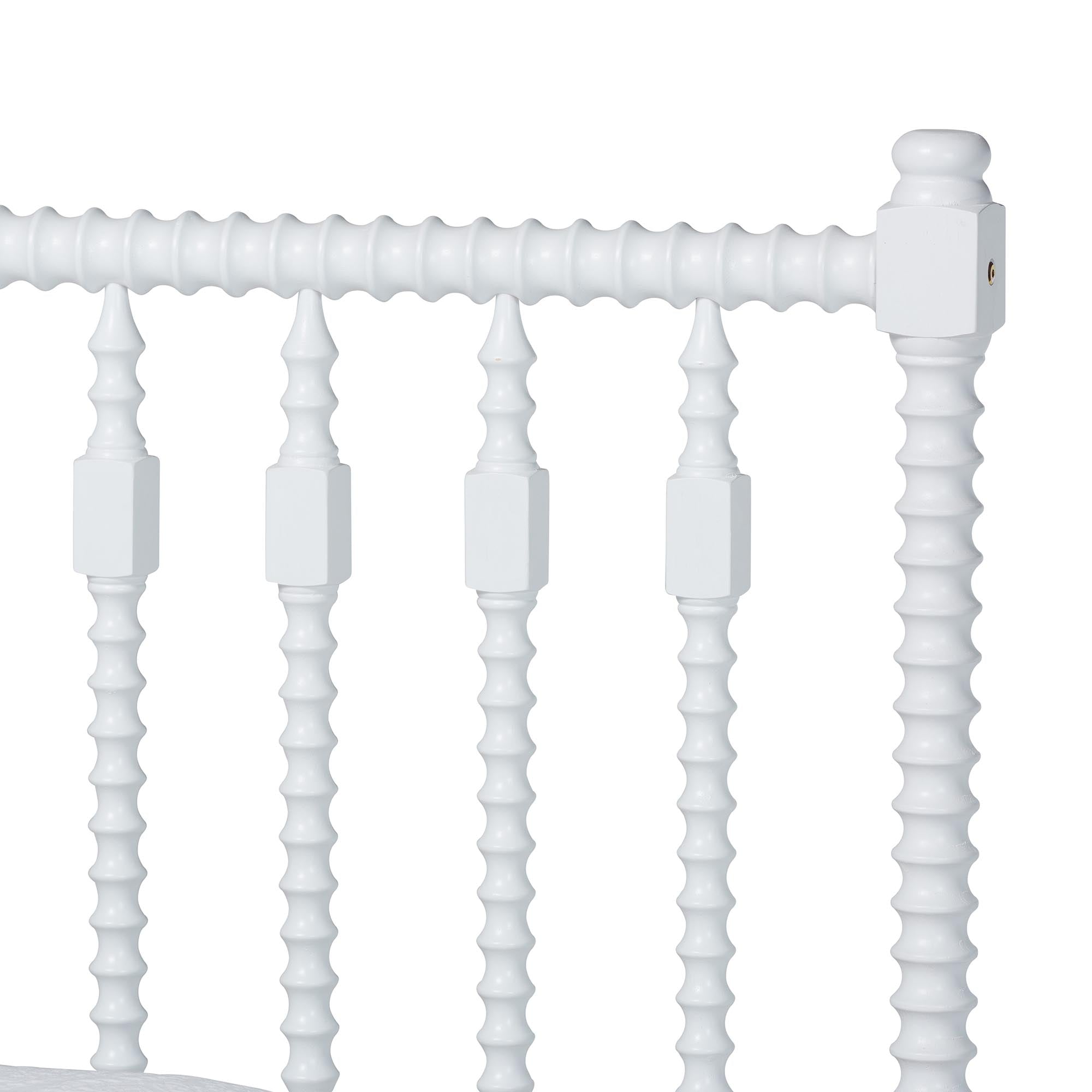 Callison Spindle Platform Bed - Turned Farmhouse Bed Frame with Spoked Headboard and Sculpted Legs, White, Twin