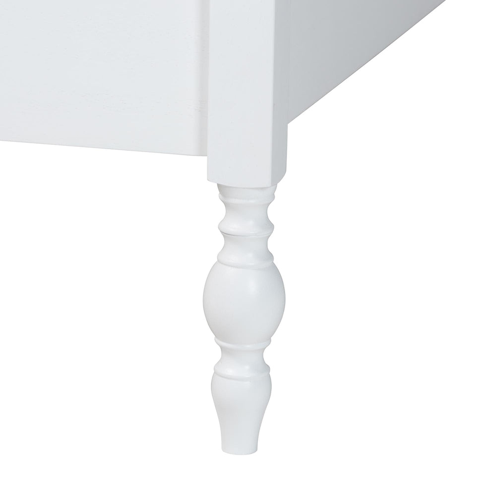 Callison Spindle Platform Bed - Turned Farmhouse Bed Frame with Spoked Headboard and Sculpted Legs, White, Full