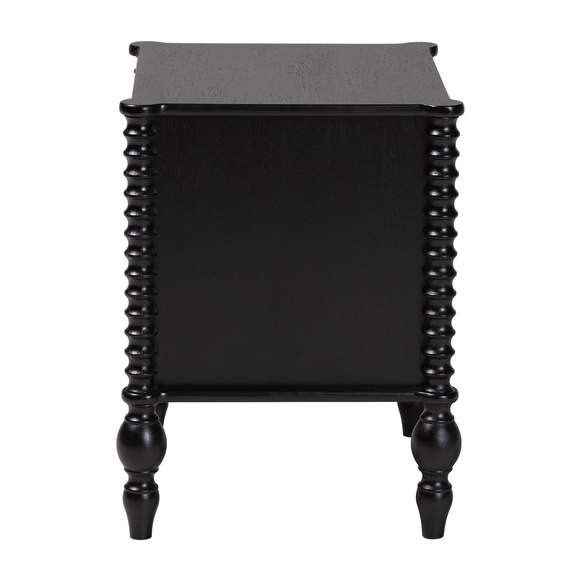 Callison Spindle Nightstand - 2-Drawer Farmhouse Bedside Table with Turned Accents for Bedroom, Black