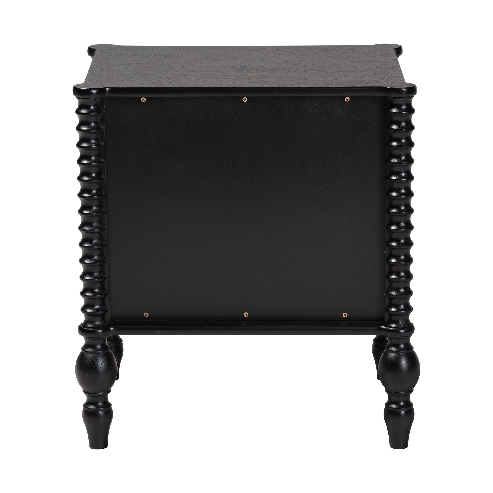 Callison Spindle Nightstand - 2-Drawer Farmhouse Bedside Table with Turned Accents for Bedroom, Black