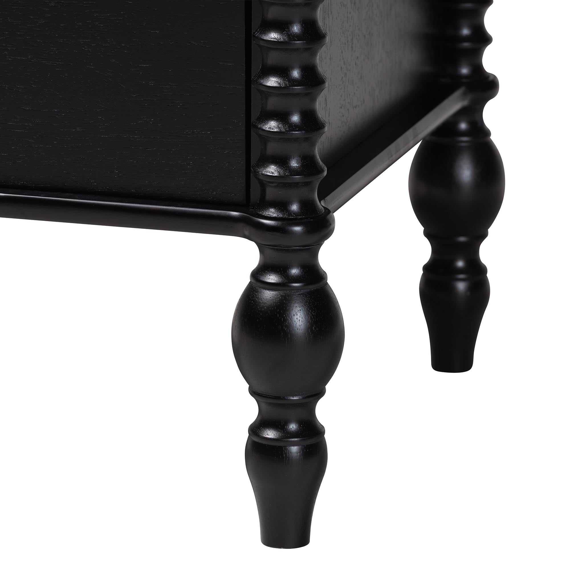 Callison Spindle Nightstand - 2-Drawer Farmhouse Bedside Table with Turned Accents for Bedroom, Black