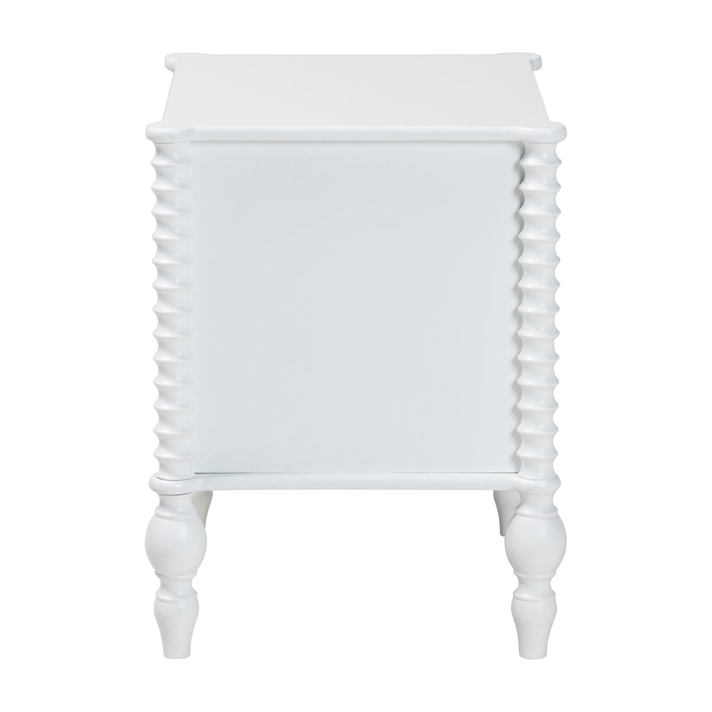 Callison Spindle Nightstand - 2-Drawer Farmhouse Bedside Table with Turned Accents for Bedroom, White