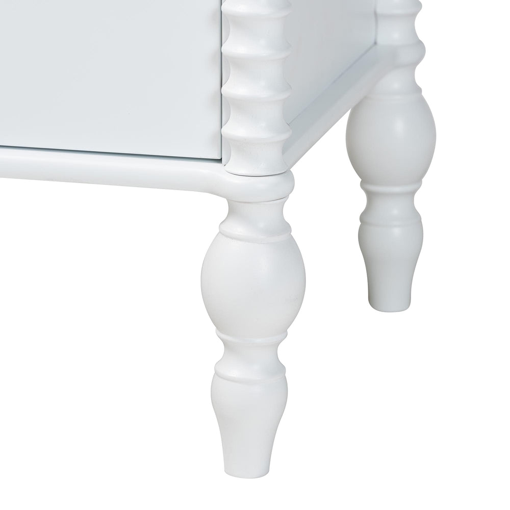 Callison Spindle Nightstand - 2-Drawer Farmhouse Bedside Table with Turned Accents for Bedroom, White