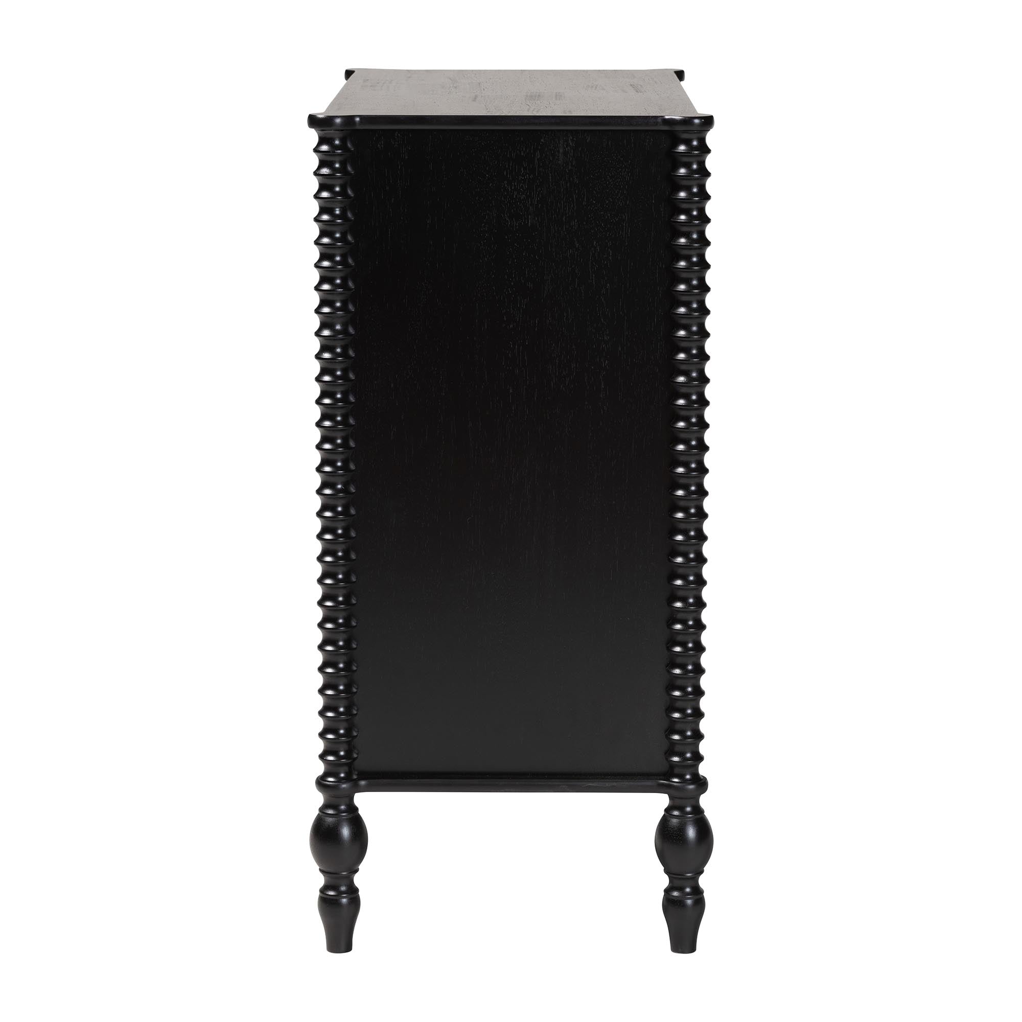 Callison Spindle Chest - 4-Drawer Farmhouse Vertical Cabinet with Turned Accents for Bedroom, Black