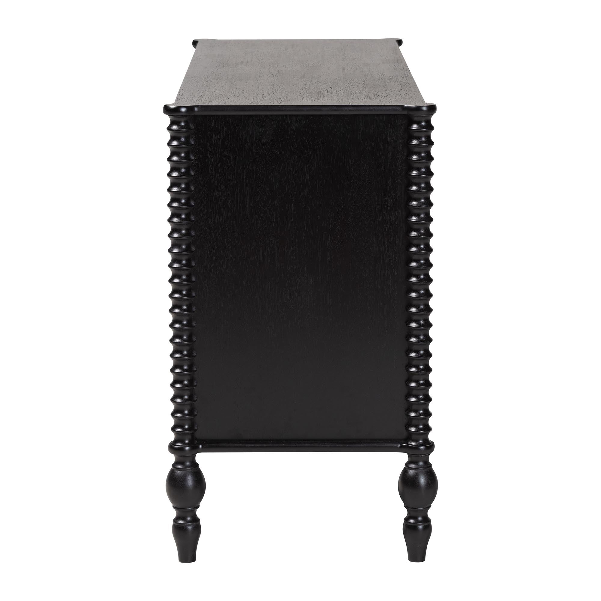 Callison Spindle Dresser - 6-Drawer Farmhouse Horizontal Cabinet with Turned Accents for Bedroom, Black