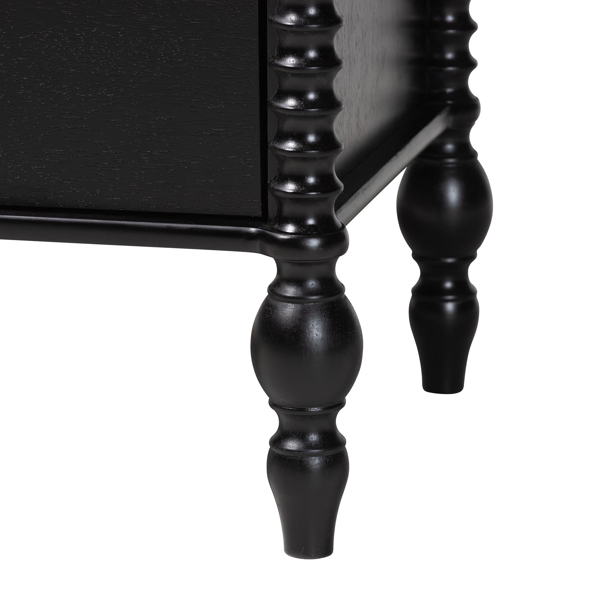 Callison Spindle Dresser - 6-Drawer Farmhouse Horizontal Cabinet with Turned Accents for Bedroom, Black