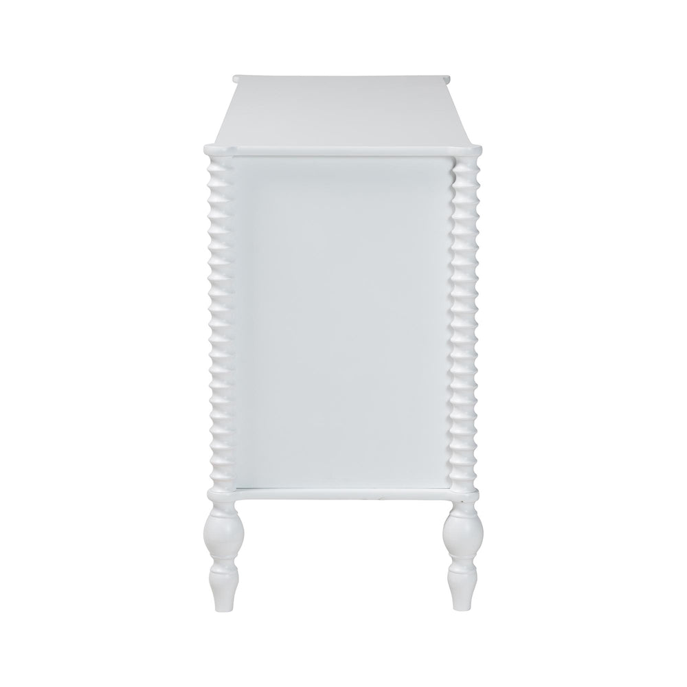 Callison Spindle Dresser - 6-Drawer Farmhouse Horizontal Cabinet with Turned Accents for Bedroom, White