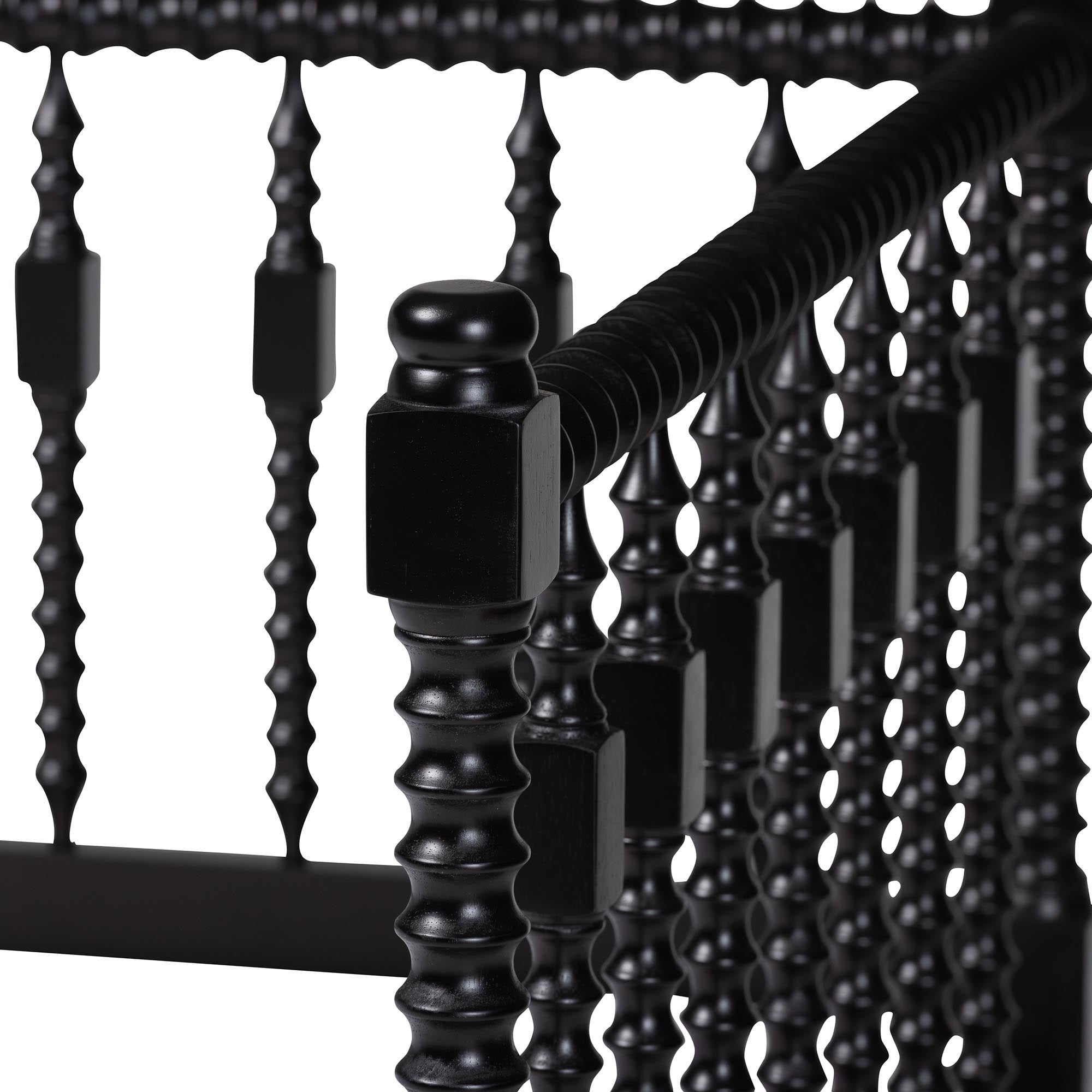 Callison Spindle Daybed - Turned Farmhouse Sofa Bed with Spoked Frame Border for Living Room, Guest Room, or Kids Room, Black, Twin