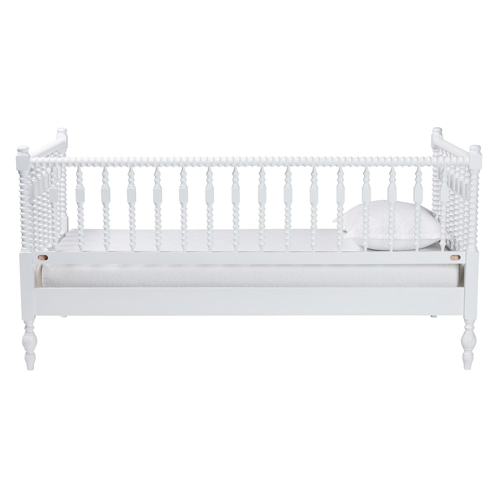 Callison Spindle Daybed - Turned Farmhouse Sofa Bed with Spoked Frame Border for Living Room, Guest Room, or Kids Room, White, Twin