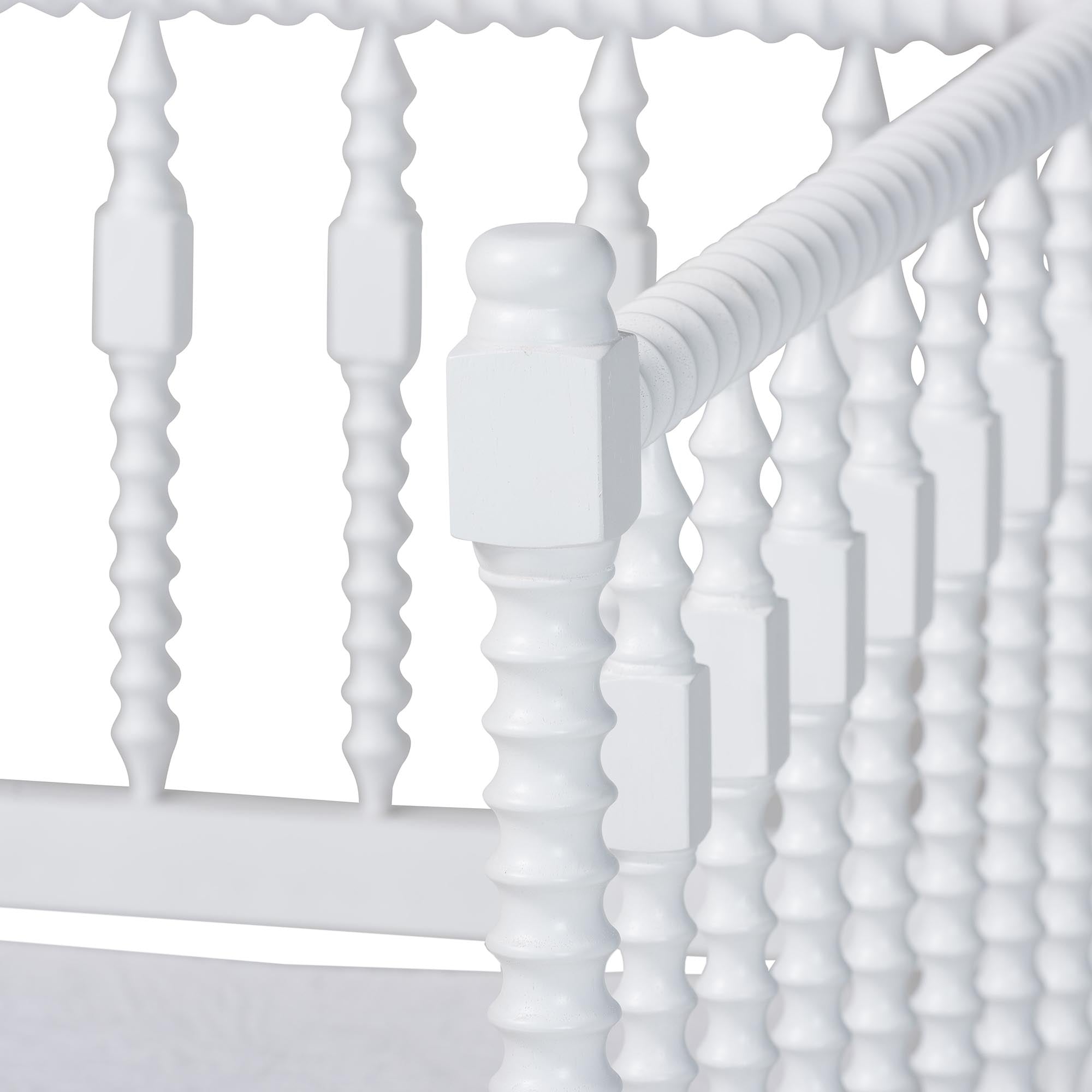 Callison Spindle Daybed - Turned Farmhouse Sofa Bed with Spoked Frame Border for Living Room, Guest Room, or Kids Room, White, Twin