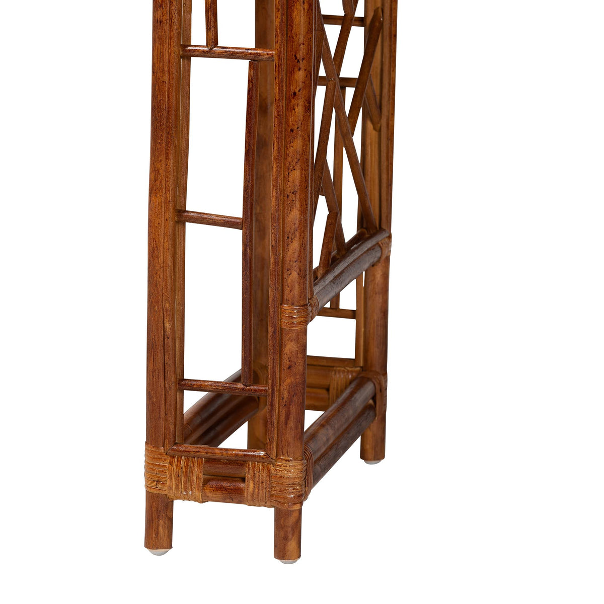 Wahid Marbled Tortoise Natural Rattan Console Table - Handcrafted Wicker Accent Table with Coastal Boho Style for Entryway or Living Room