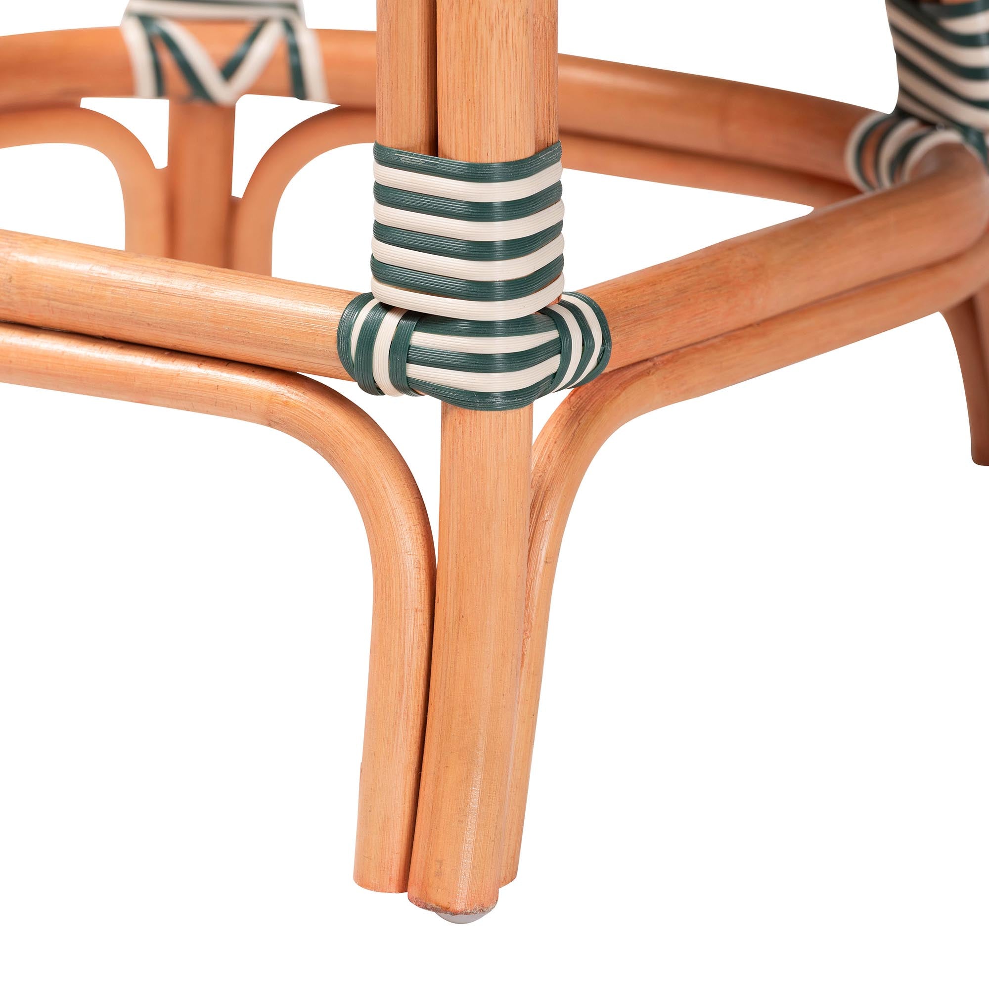 Mattie Rattan Bistro Counter Stool - Handwoven Accent Seating with Backrest for Kitchen Island or Indoor/Outdoor Lounge, Green