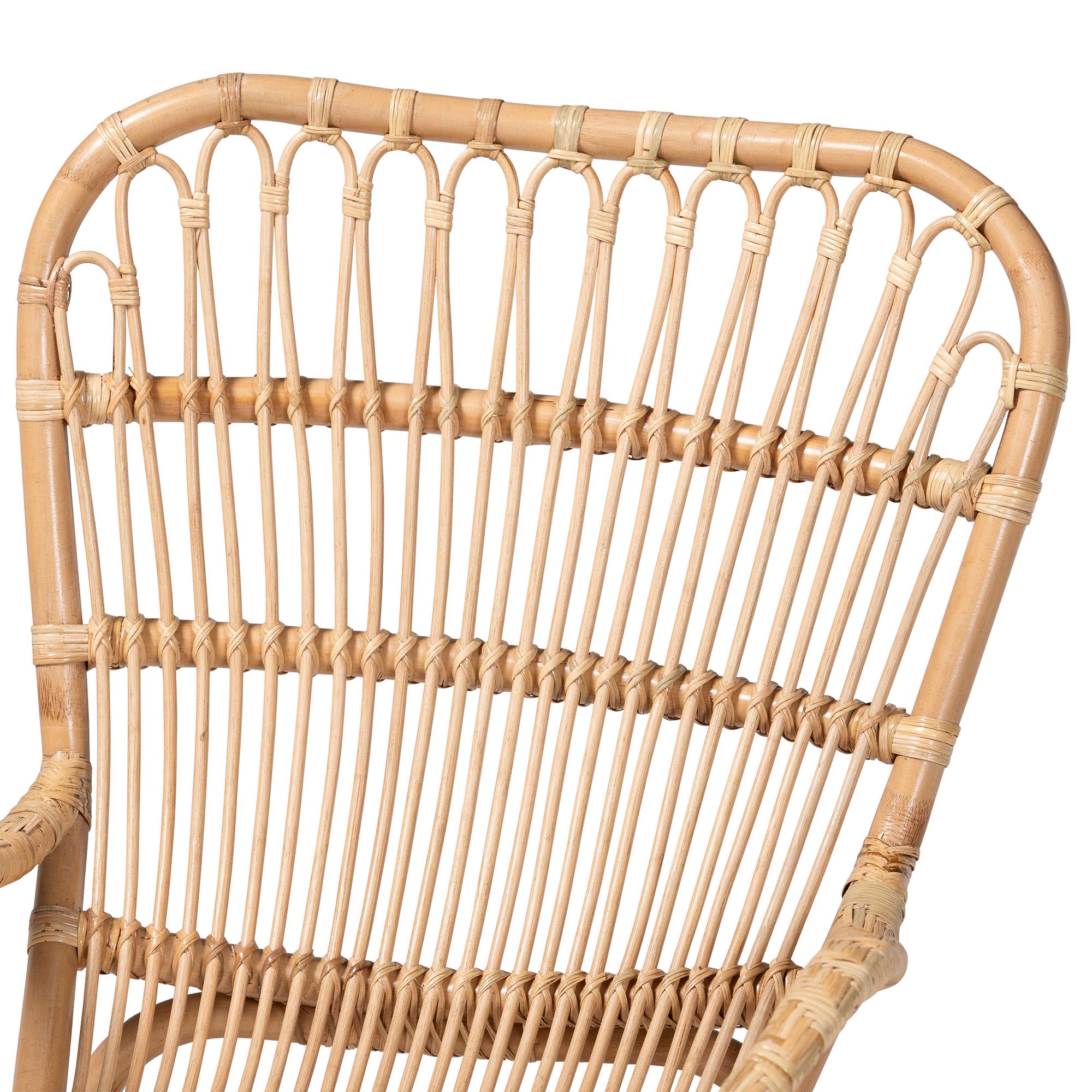 Mahin Natural Rattan Rocking Chair - Handwoven Wicker Accent Rocker with Curved Armrests and High Back, Boho Coastal Lounge Chair for Living Room or Sunroom