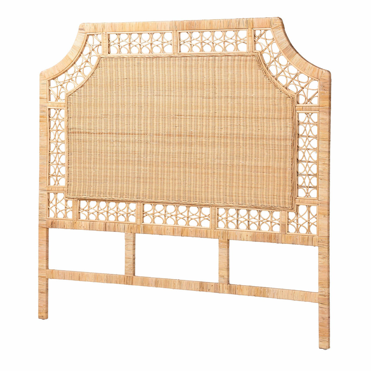 Hekima Natural Rattan Standalone Headboard - Coastal Boho Style Handwoven Wicker Bed Backdrop, Queen