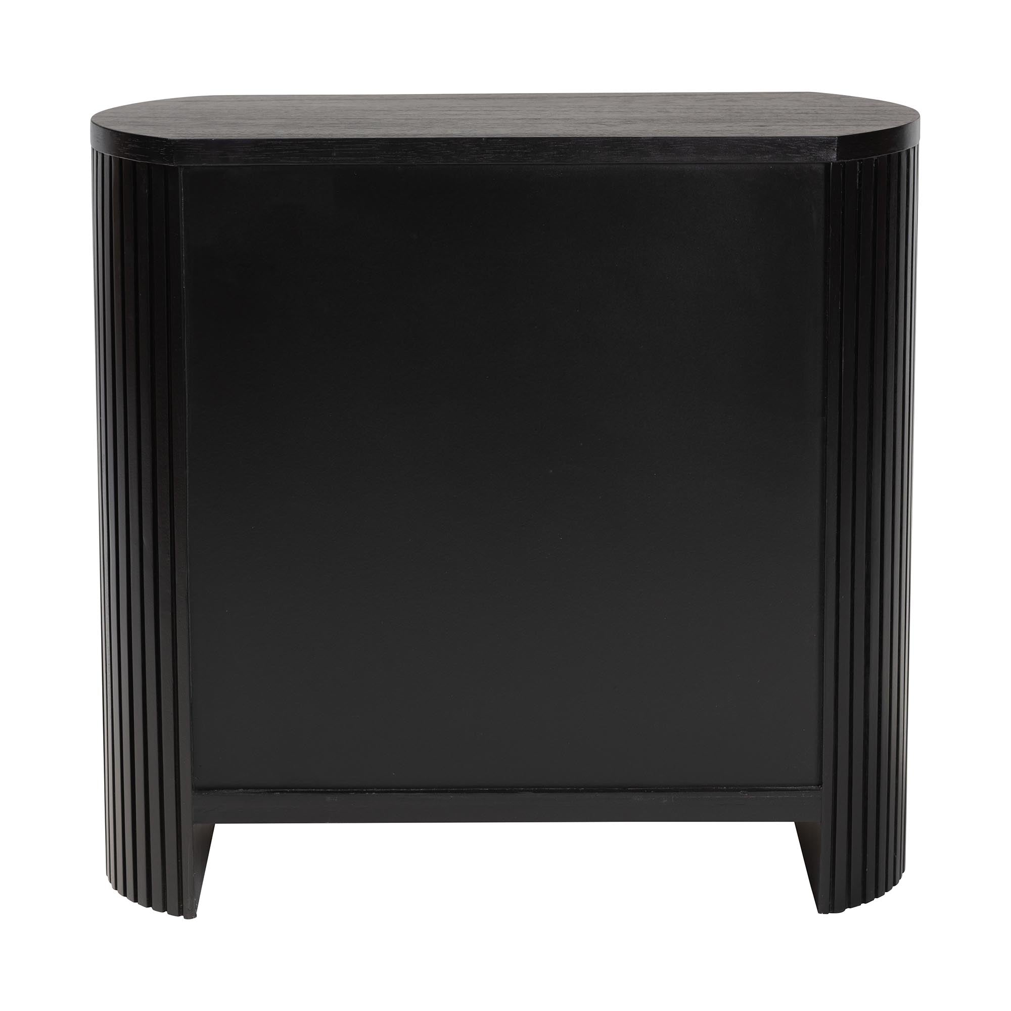 Keshet Fluted Wood Storage Cabinet - 2-Door Accent Cabinet with Vertical Slat Panels and Metal Door Pulls for Living Room or Entryway