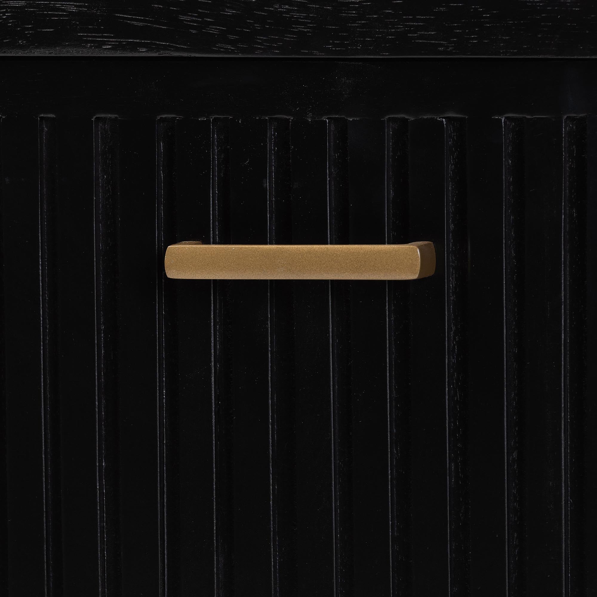 Keshet Fluted Wood Storage Cabinet - 2-Door Accent Cabinet with Vertical Slat Panels and Metal Door Pulls for Living Room or Entryway