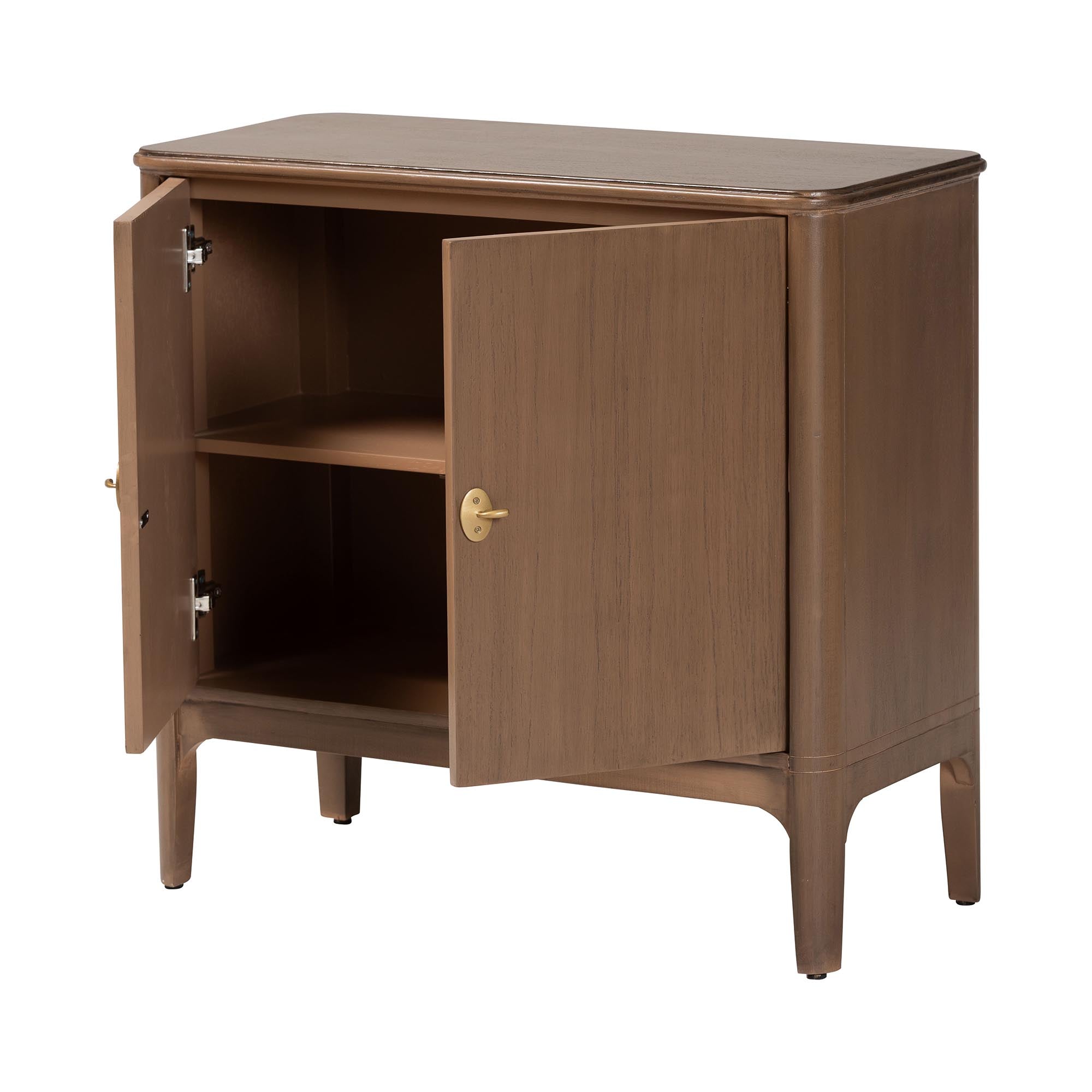 Latifa Storage Cabinet - 2-Door Accent Cabinet with Rounded Edges and Metal Door Pulls for Living Room or Entryway