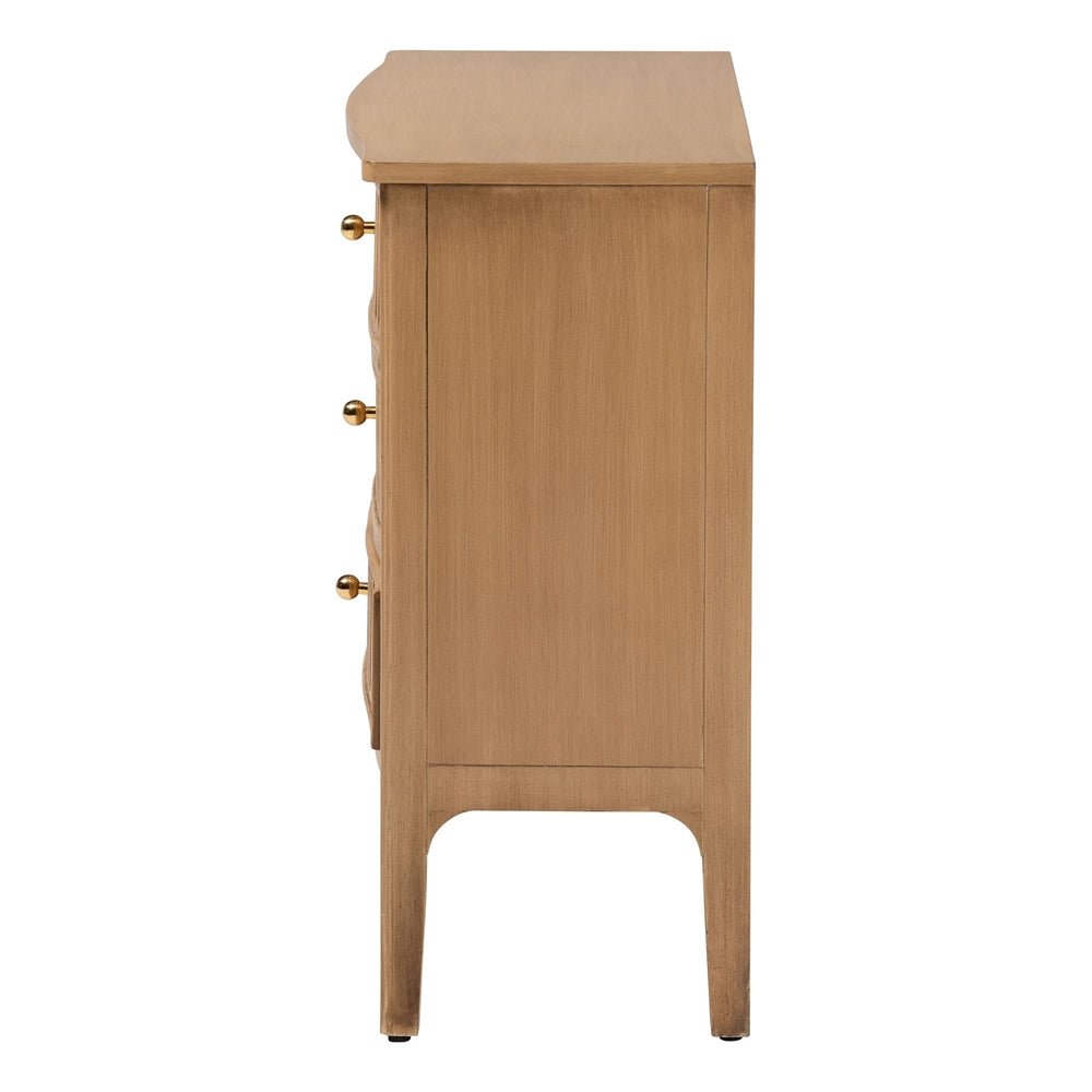 Lavi Fluted Wood Chest - 3-Drawer Storage Chest with Textured Drawer Fronts and Round Knobs for Bedroom