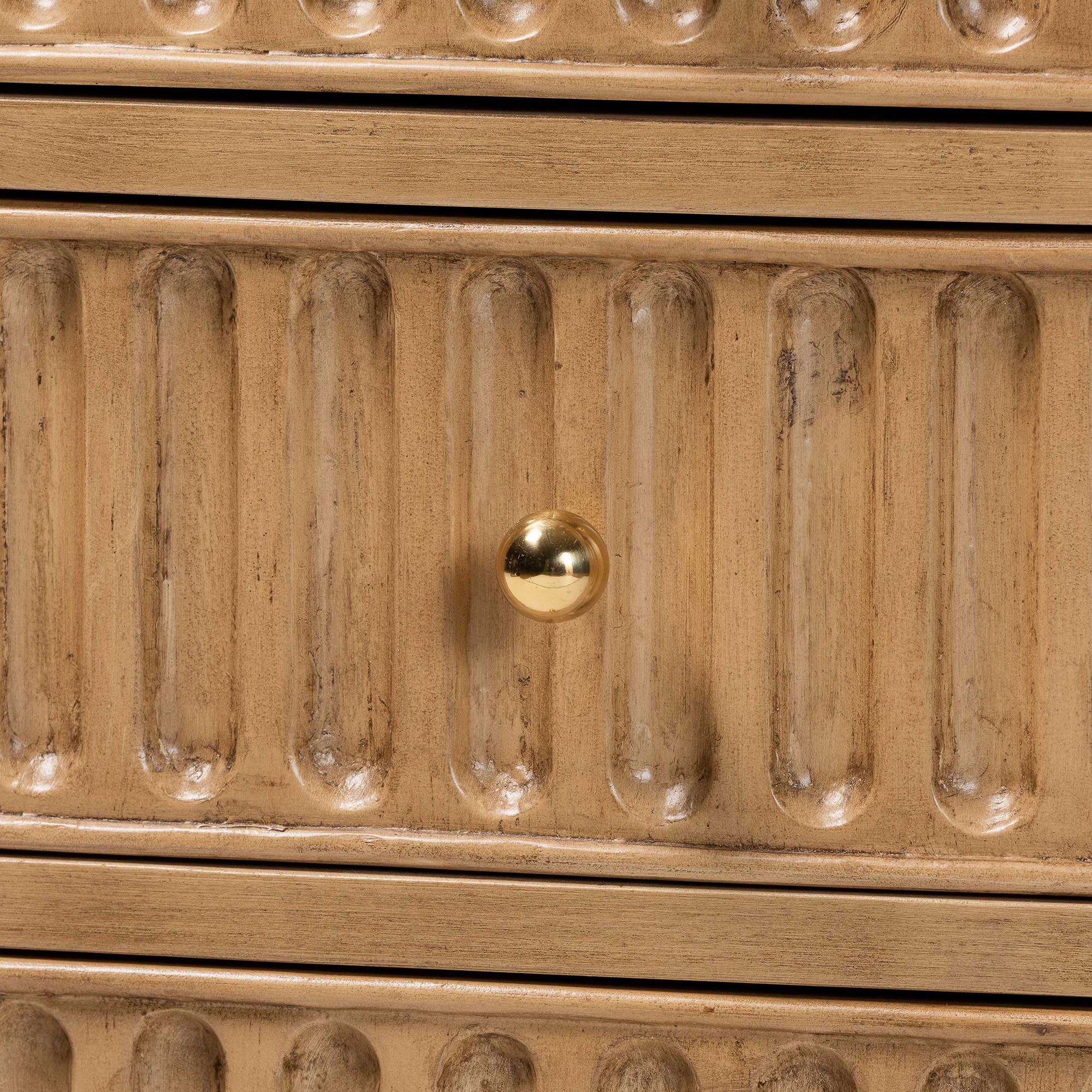 Lavi Fluted Wood Chest - 3-Drawer Storage Chest with Textured Drawer Fronts and Round Knobs for Bedroom