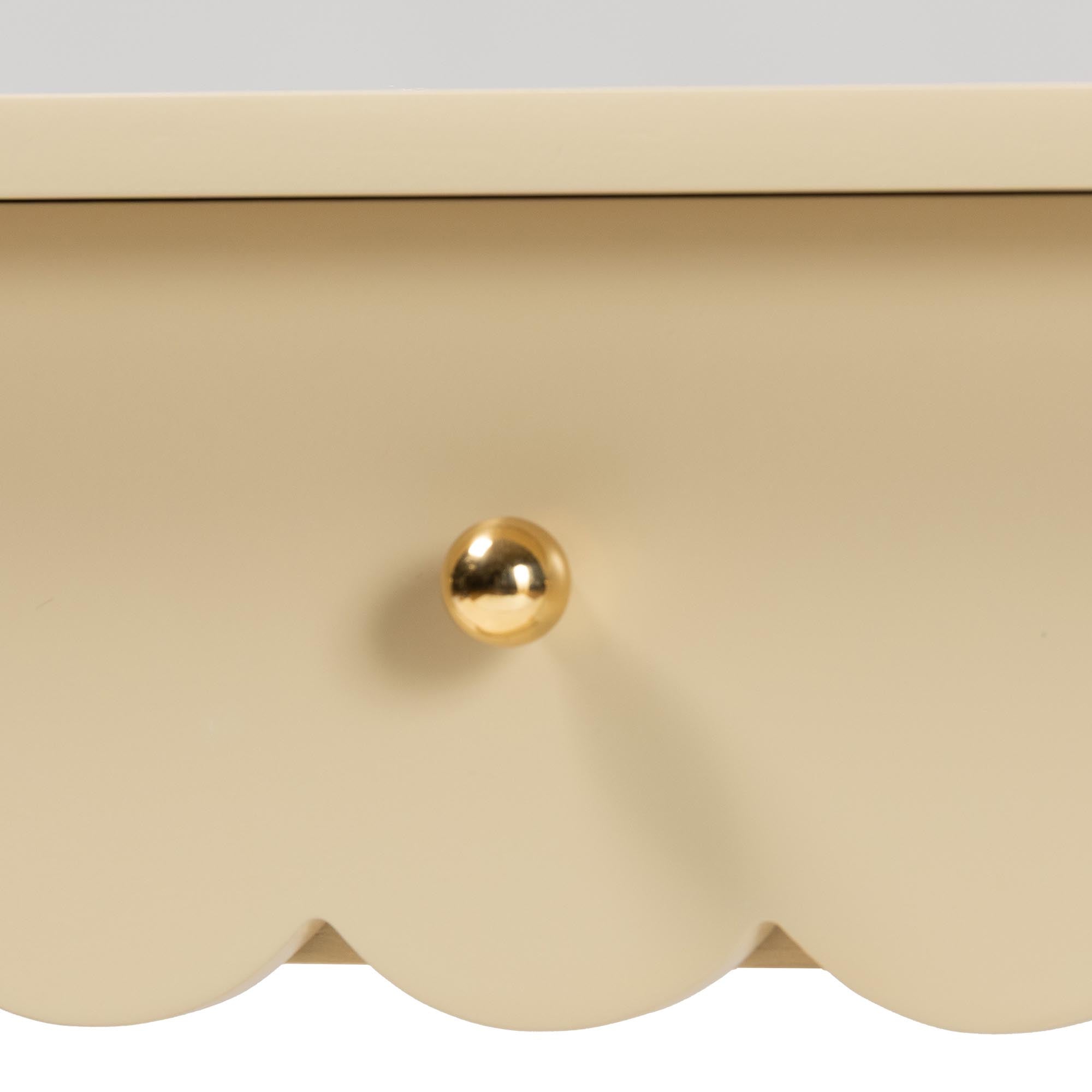 Liba Console Table - 3-Drawer Accent Table with Scalloped Detailing and Open Shelf Storage for Hallway, Entryway, or Living Room