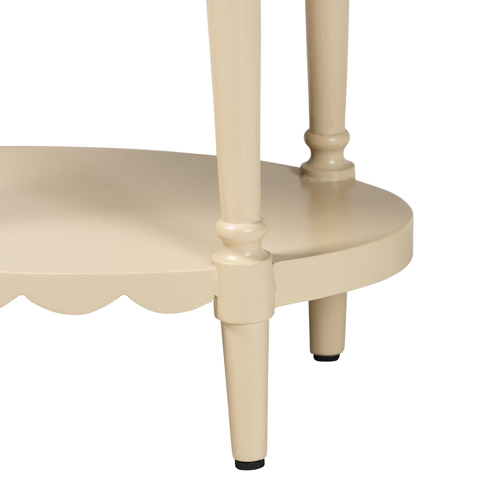 Liba End Table - 1-Drawer Accent Table with Scalloped Detailing and Open Shelf Storage for Hallway, Entryway, and Living Room