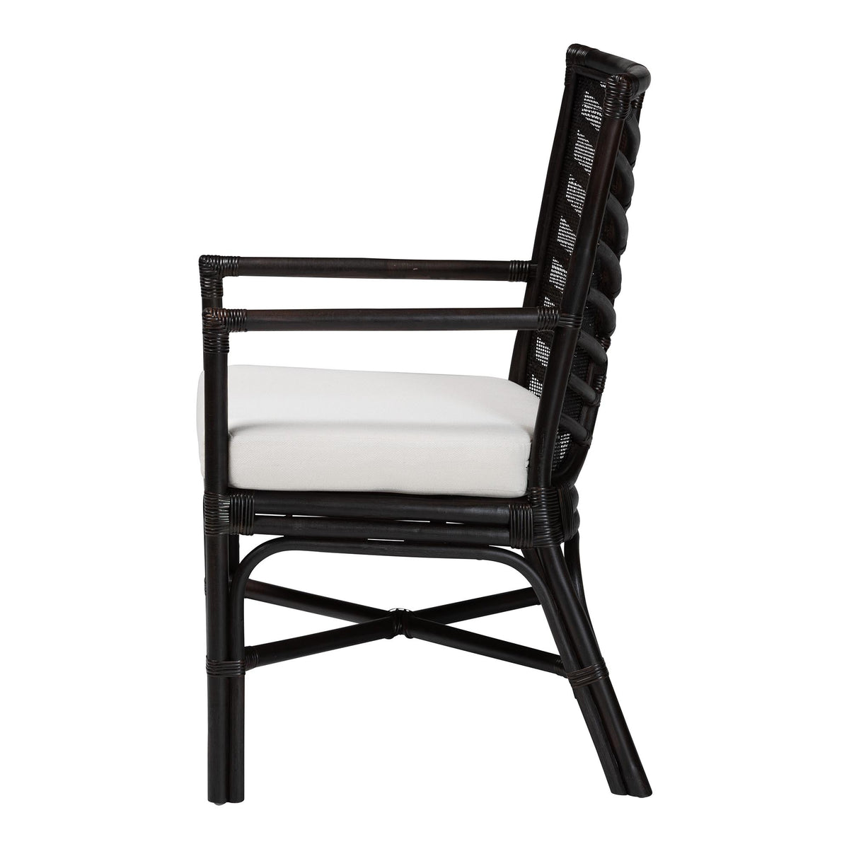 Oscar Natural Rattan Dining Chair - Handwoven Wicker Accent Chair with Chevron Back and Armrests for Kitchen or Dining Room