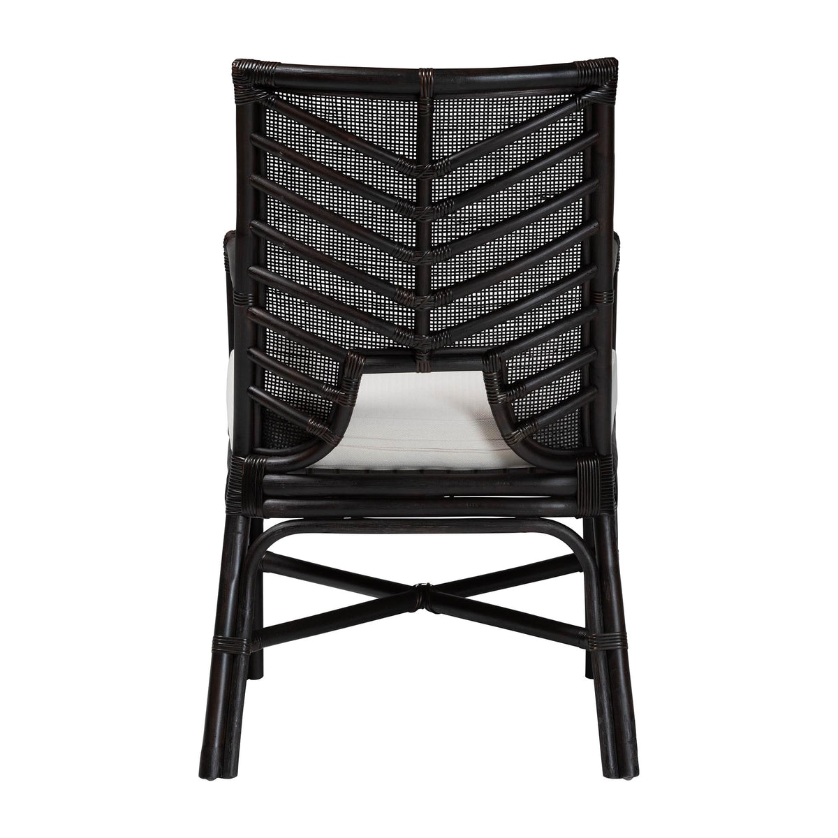 Oscar Natural Rattan Dining Chair - Handwoven Wicker Accent Chair with Chevron Back and Armrests for Kitchen or Dining Room