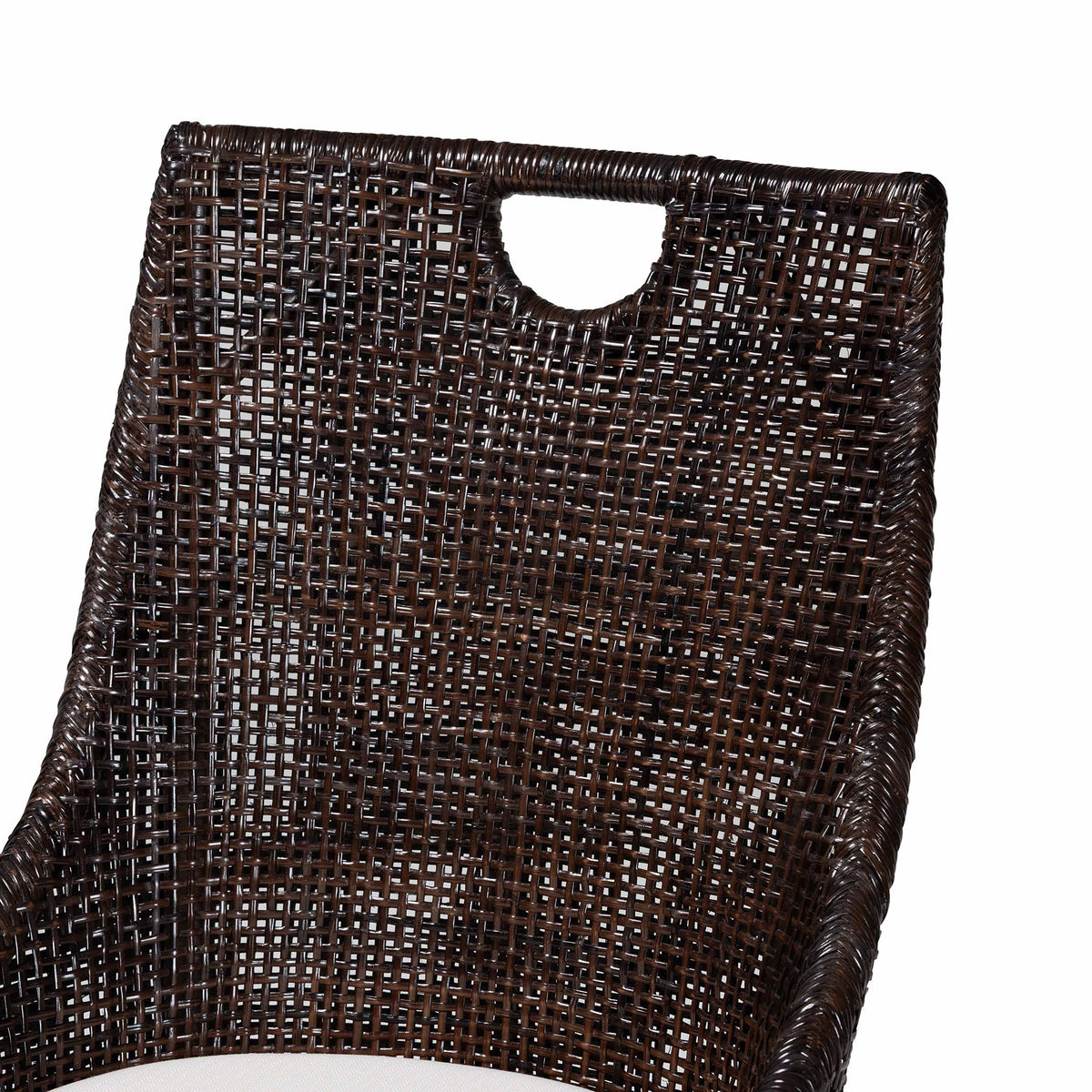 Petra Natural Rattan 2-Piece Dining Chair Set - Handwoven Wicker Accent Chair with Wingback Profile and Cutout Handle, Espresso