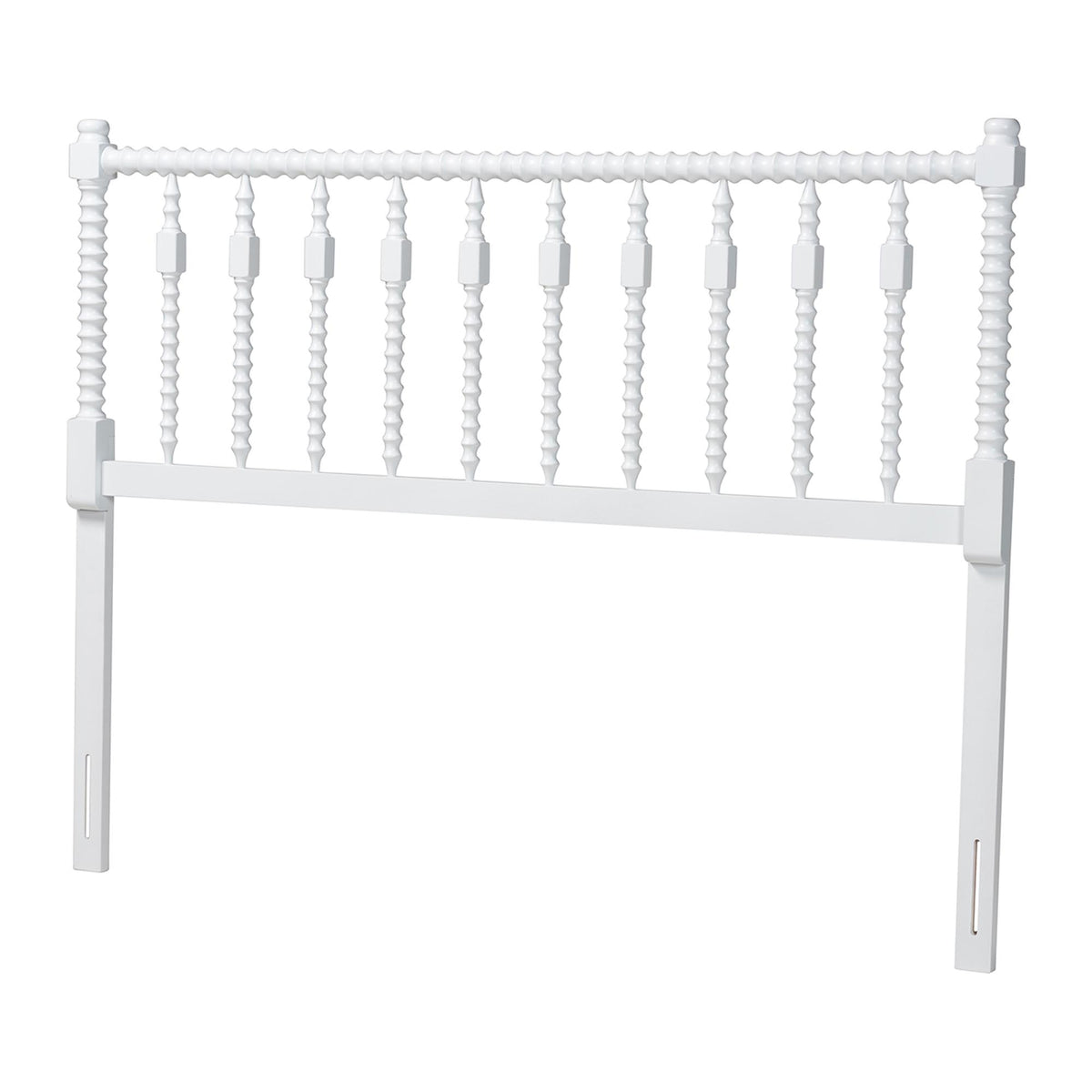 Juliette Turned Spindle Headboard - Crafted Wood Panel with Decorative Spoke Design for Cottage Farmhouse Bedroom, Queen, White