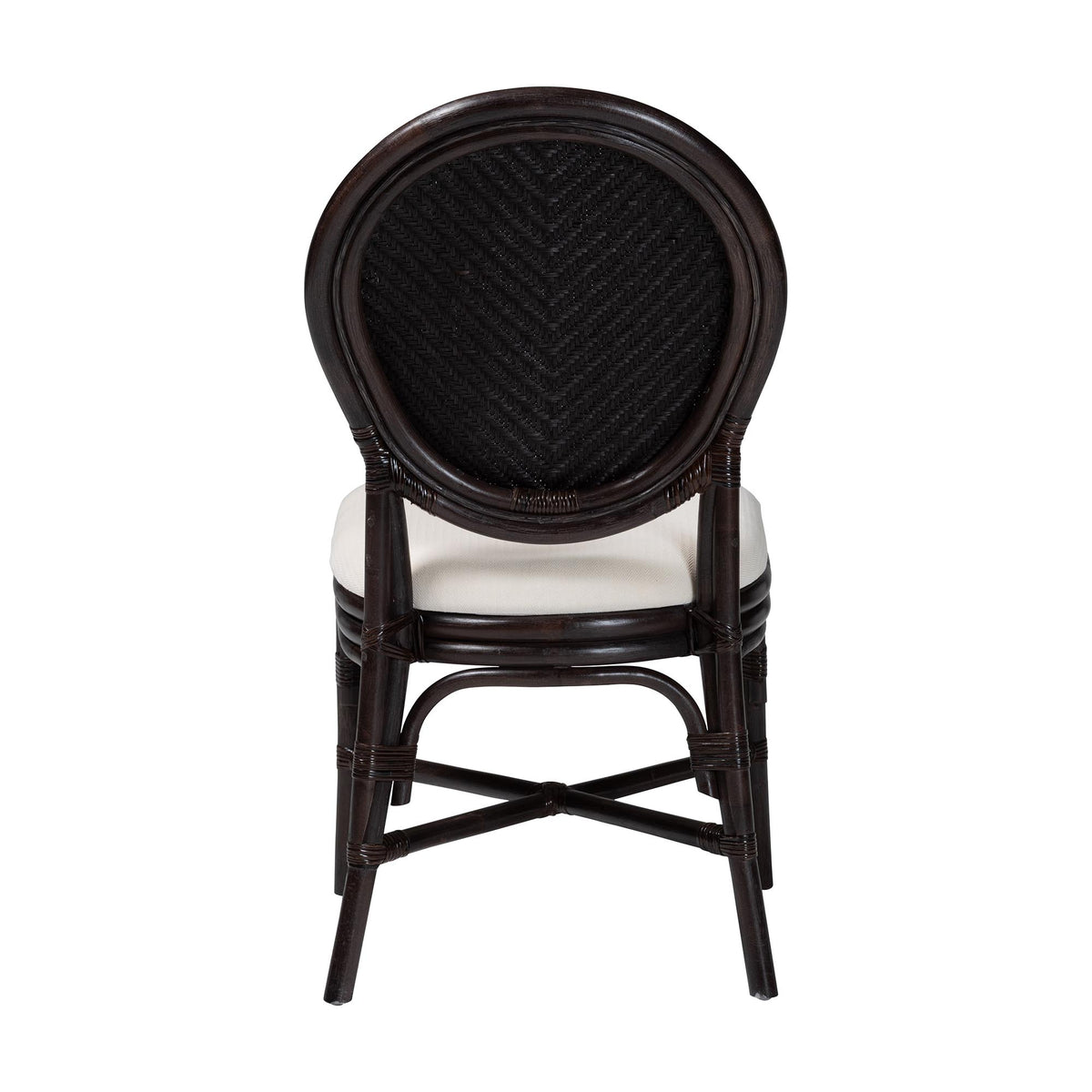 Elmer Natural Rattan Dining Chair - Handwoven Wicker Accent Chair with Cushioned seat for Kitchen or Dining Room, Espresso