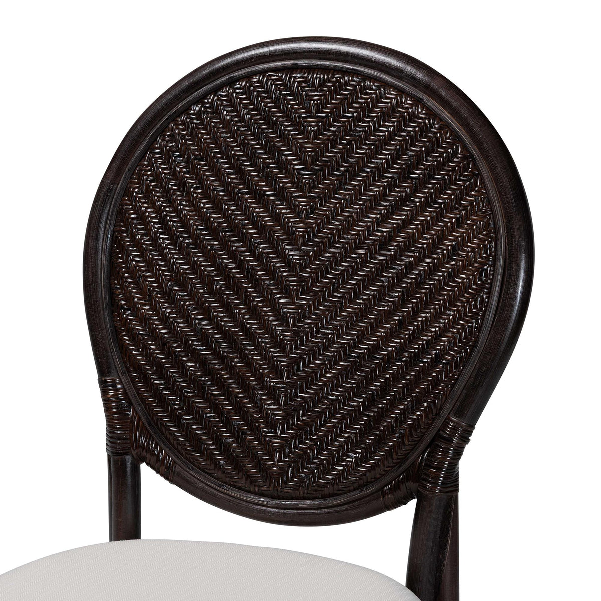 Elmer Natural Rattan Dining Chair - Handwoven Wicker Accent Chair with Cushioned seat for Kitchen or Dining Room, Espresso