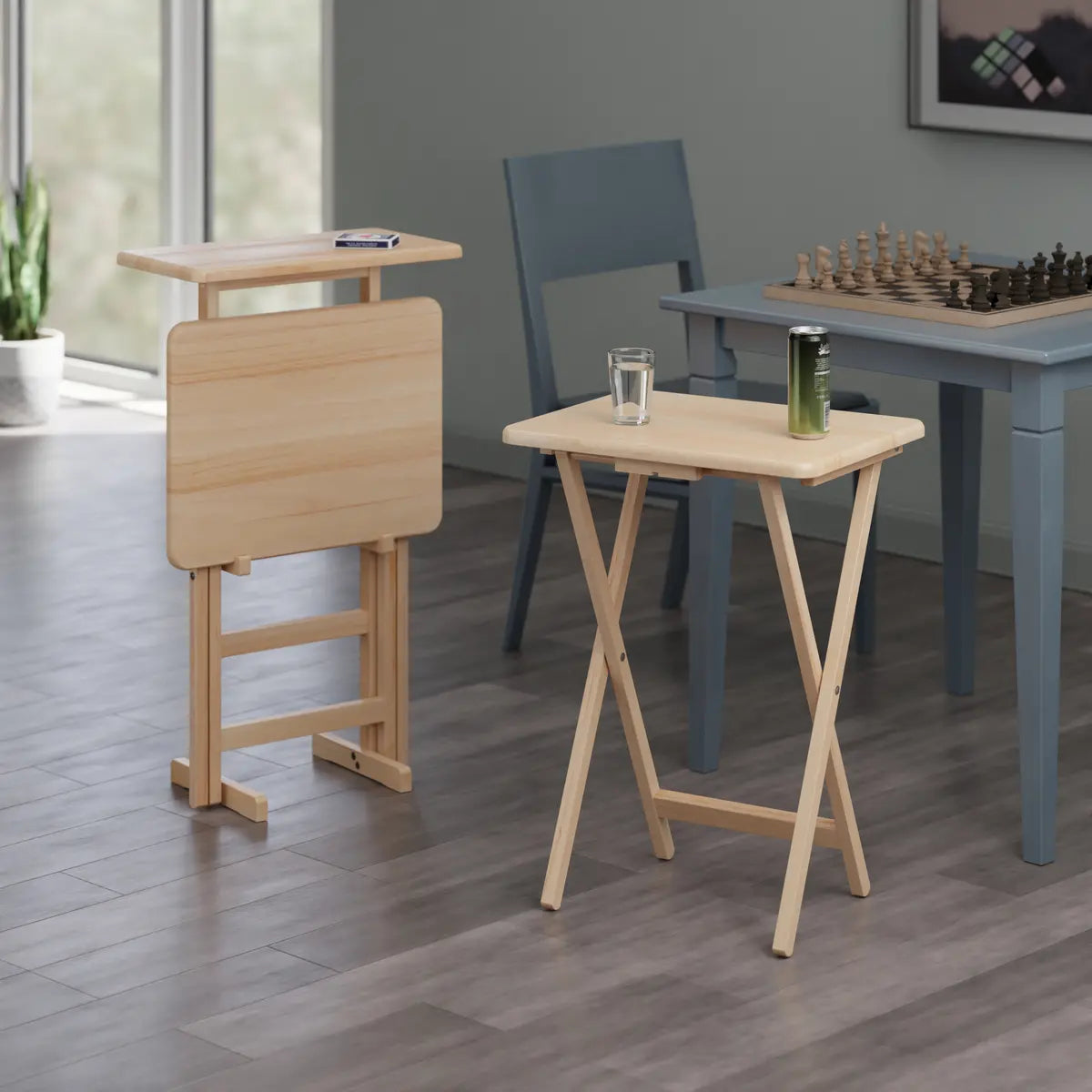 Riley 3-Pc Set Snack Table, Natural Finish