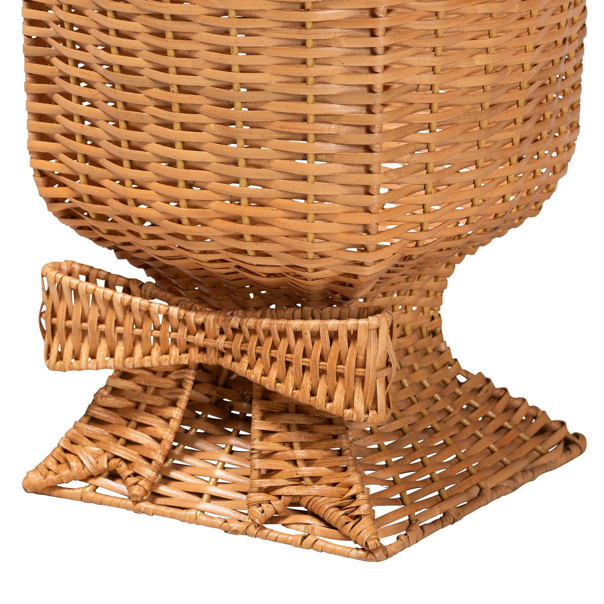 Chie Natural Rattan Urn with Scalloped Edge Detail, Light Honey