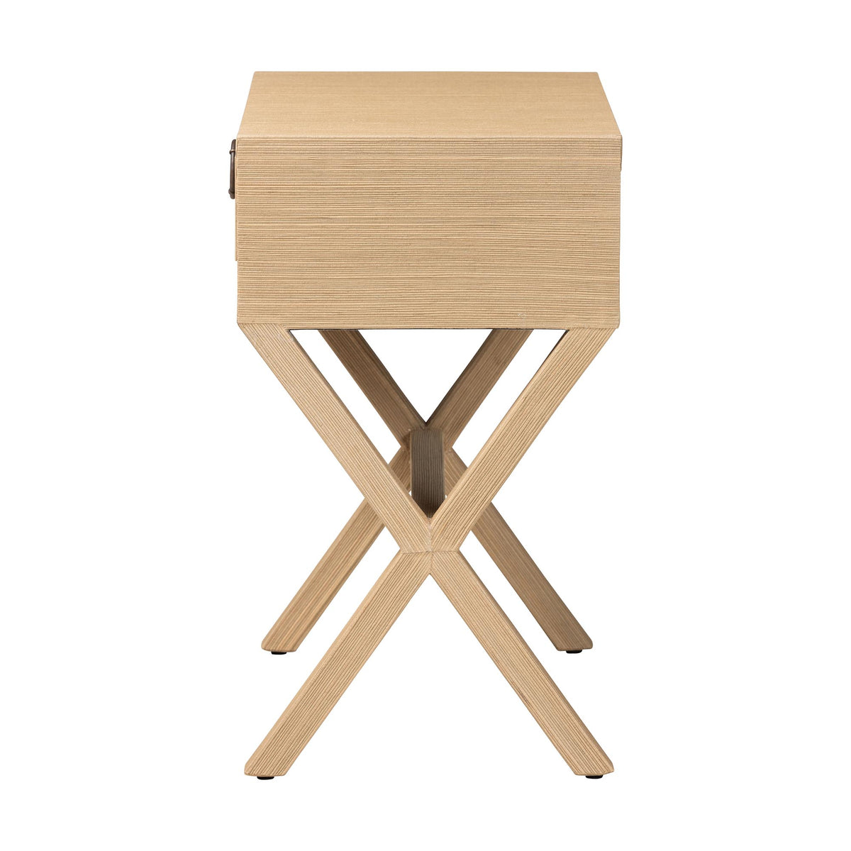 Hilliard Woven Grasscloth 1-Drawer End Table, Natural Brown