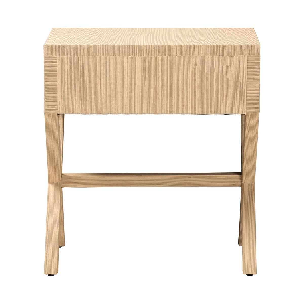 Hilliard Woven Grasscloth 1-Drawer End Table, Natural Brown