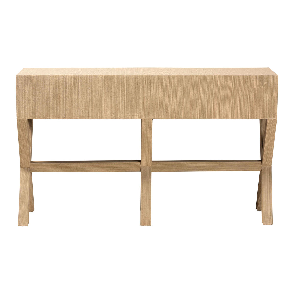 Hilliard Woven Grasscloth 2-Drawer Console Table, Natural Brown