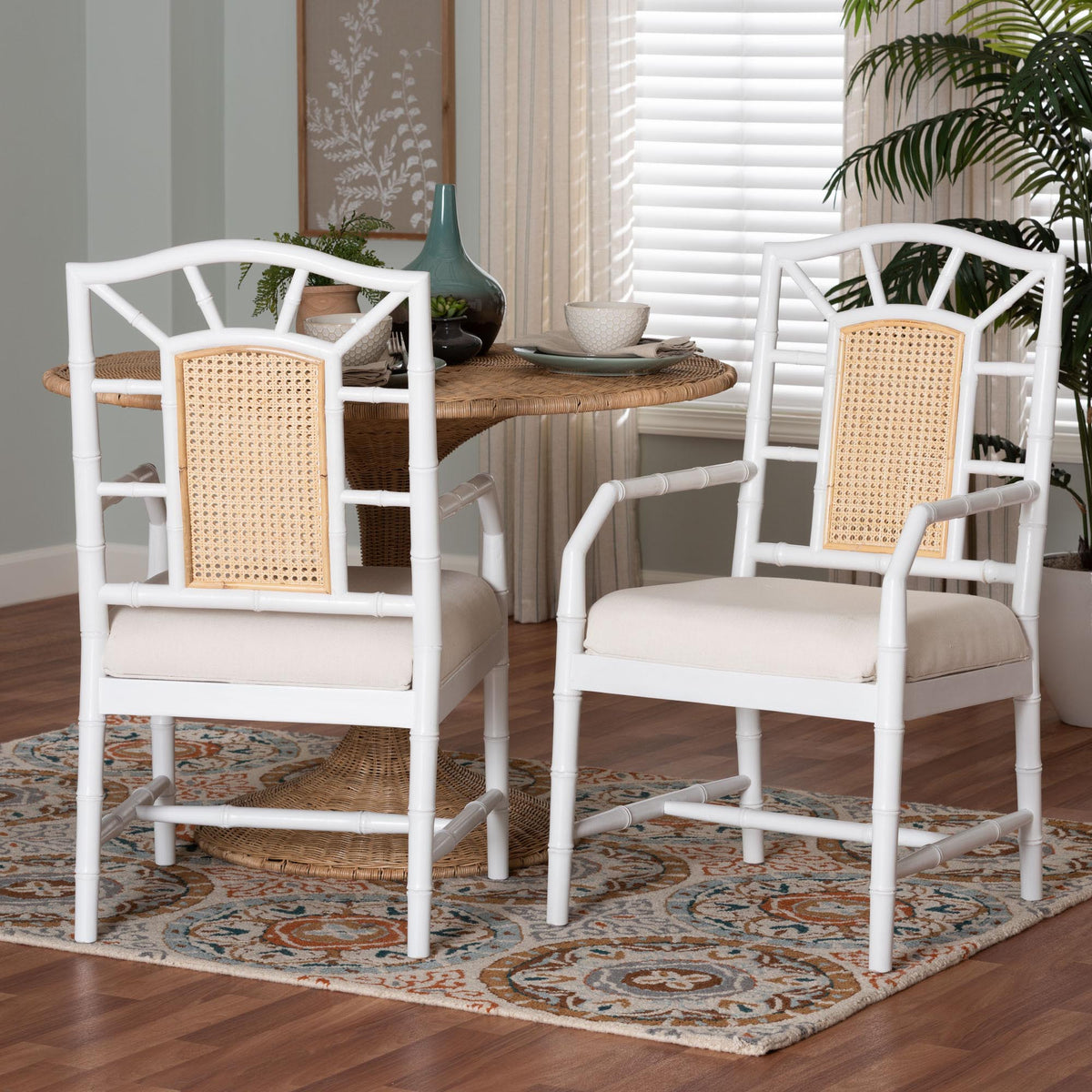 Victor 2-Piece Dining Chair Set with Arms, White