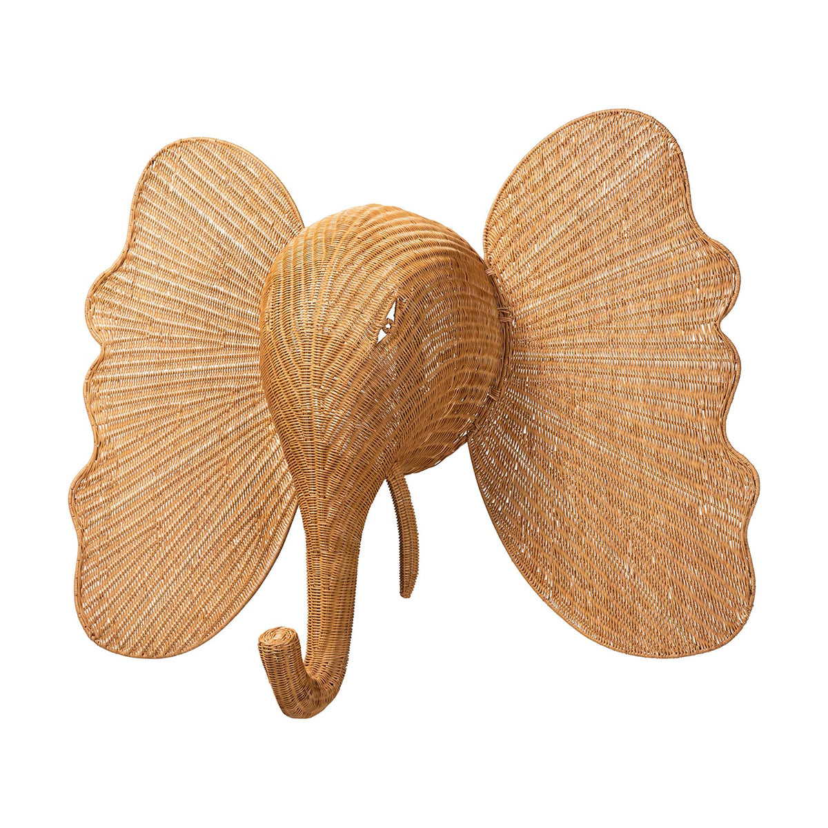 Elissa Elephant Head Natural Rattan Wall Decor