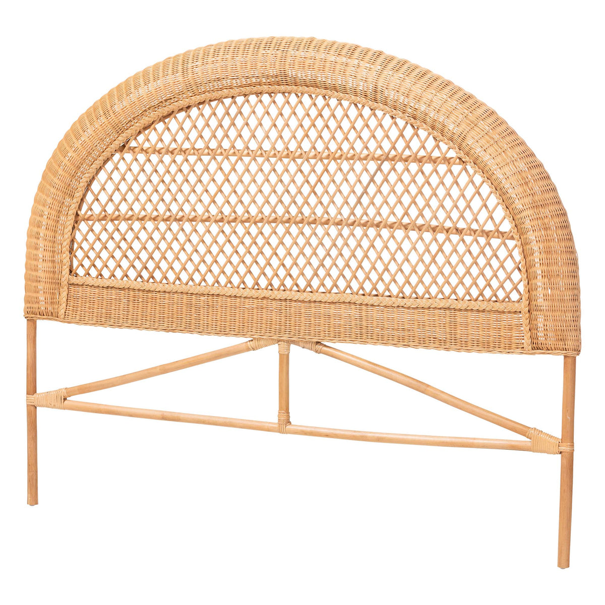 Harini Natural Rattan Standalone Headboard - Handwoven Wicker Panel Headboard with Lattice Panel, Queen