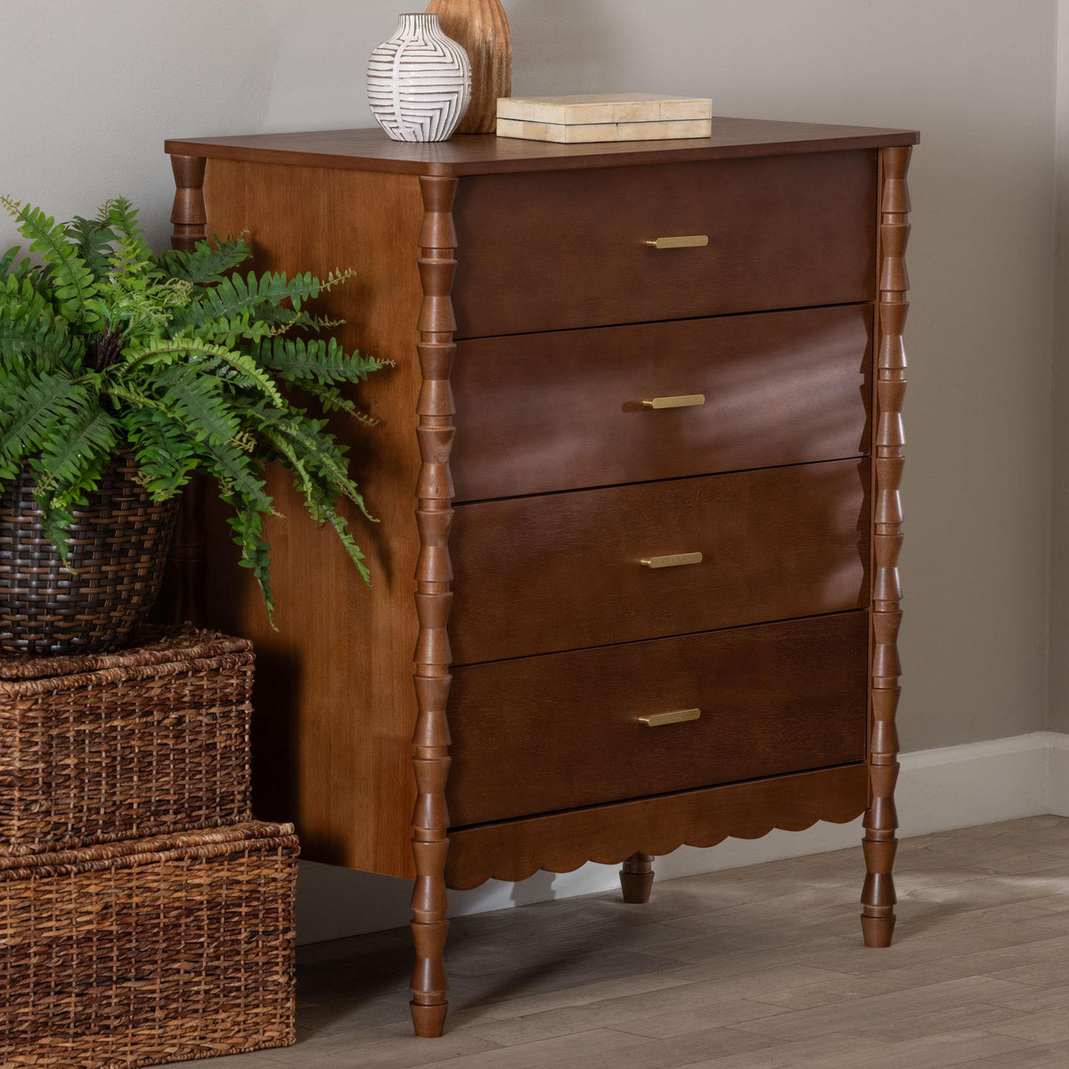 Danette Bobbin Wood 4-Drawer Chest